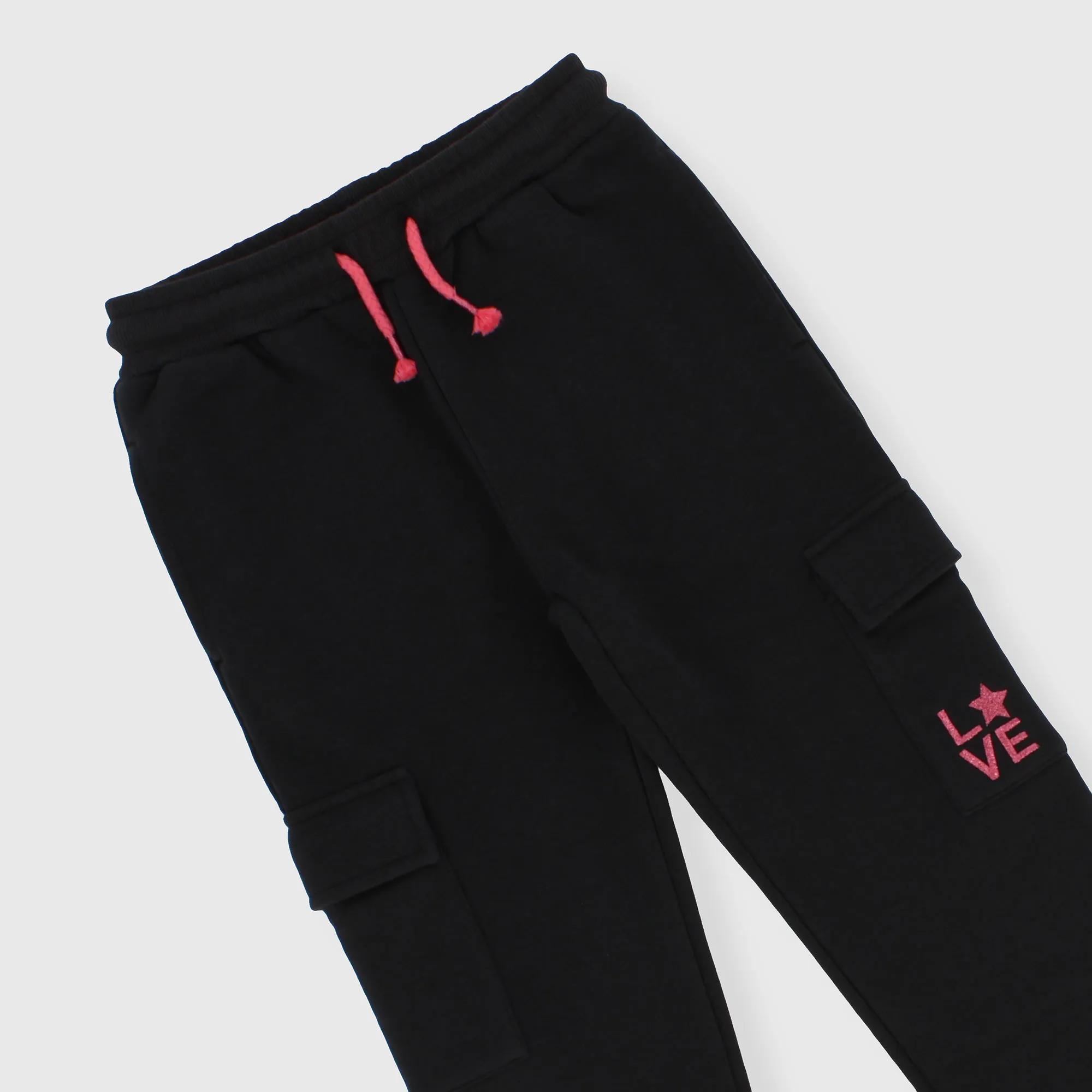 Pantalone in felpa da bambina, NERO            