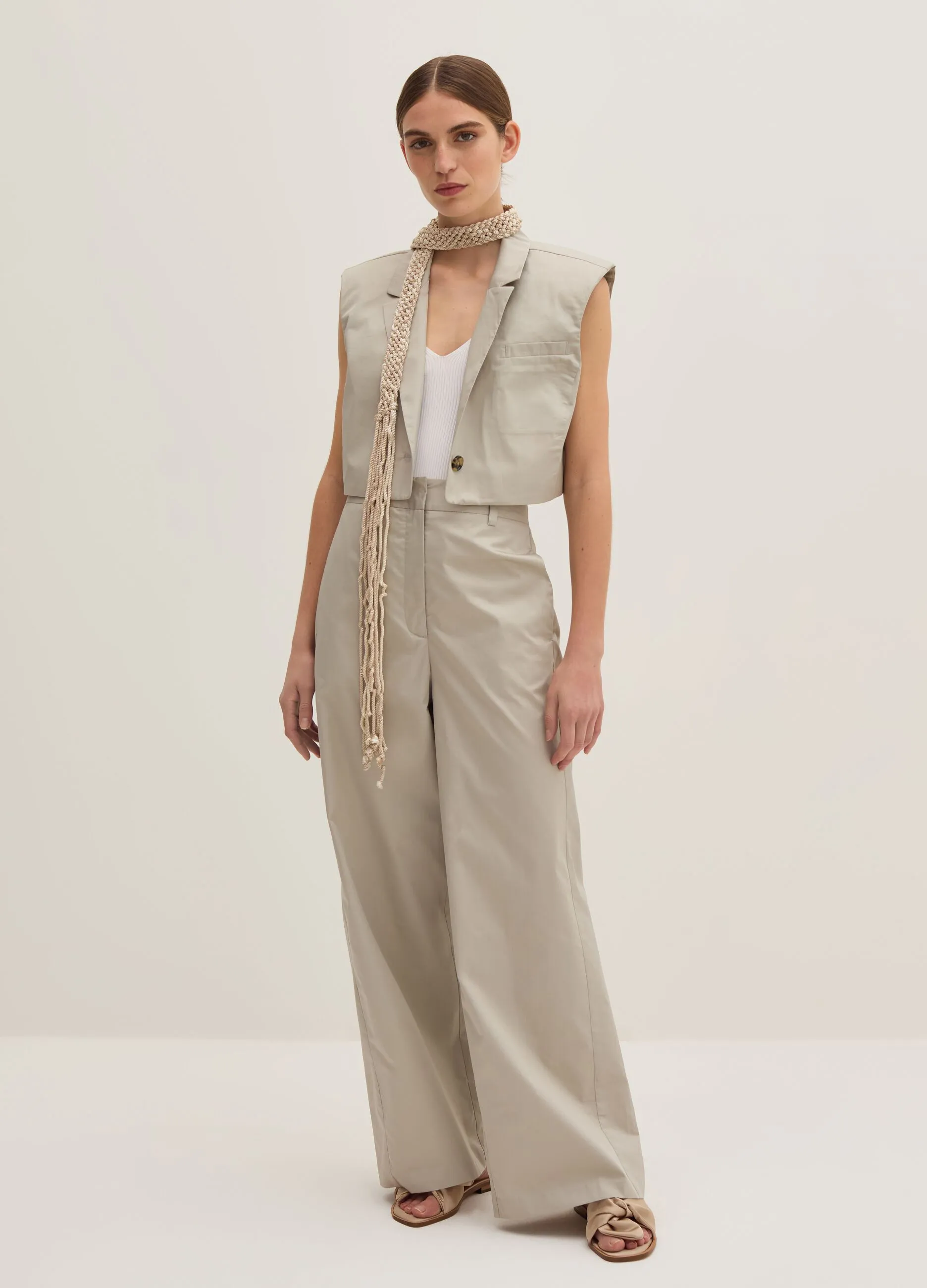 Pantalone straight fit in satin