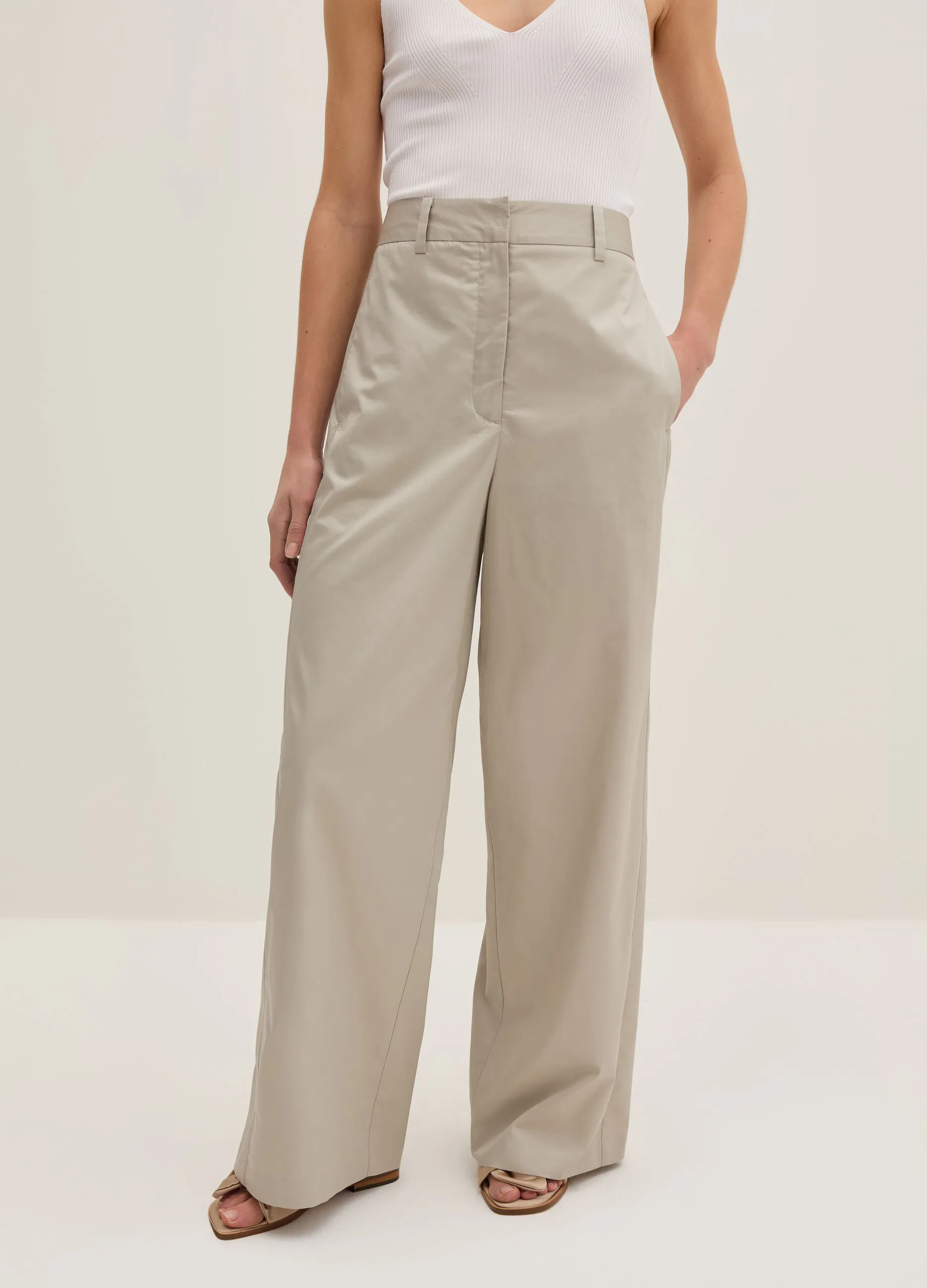 Pantalone straight fit in satin