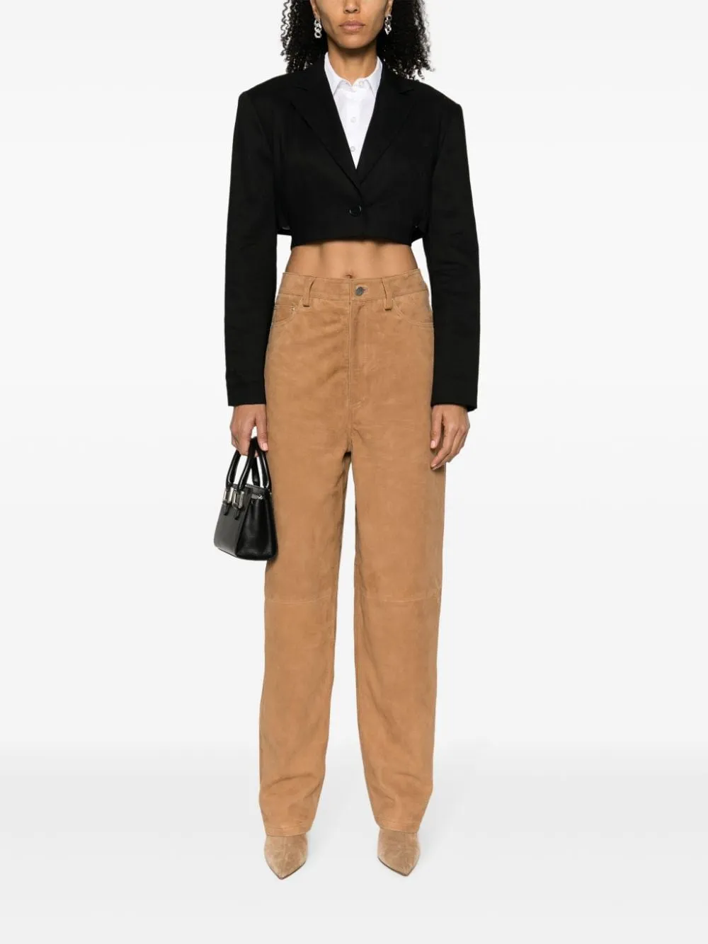 Pantaloni ampi con cuciture in marrone - uomo