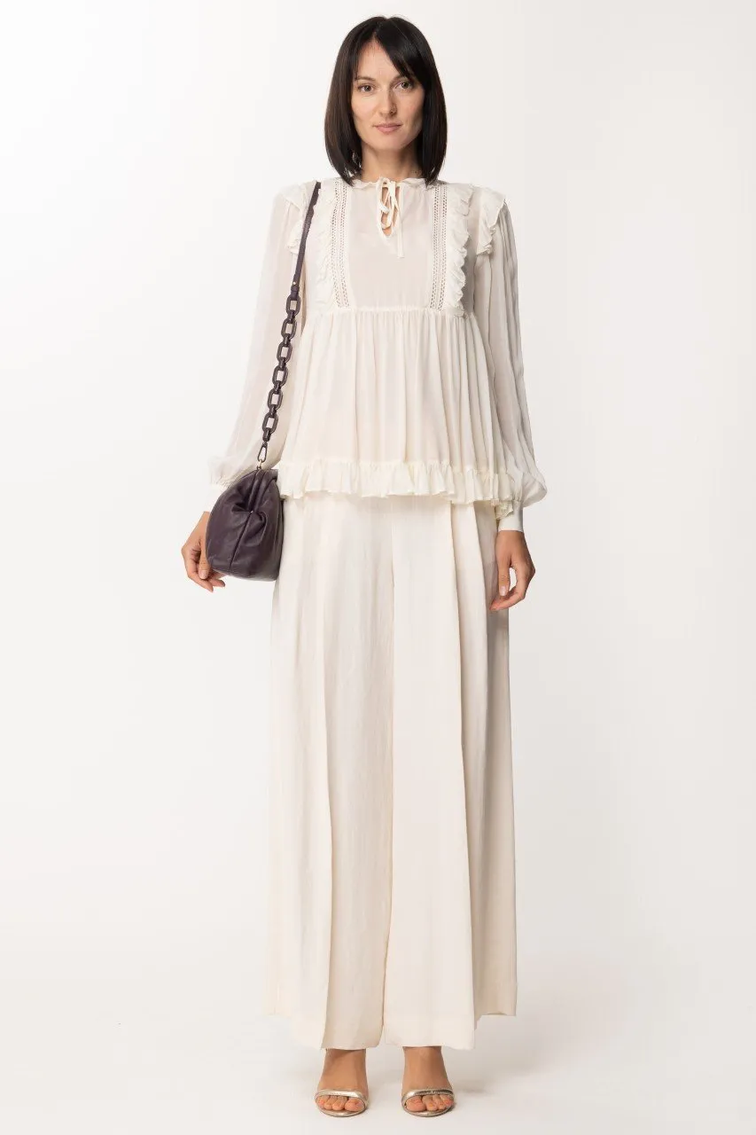 Pantaloni ampi in canvas ANTIQUE WHITE