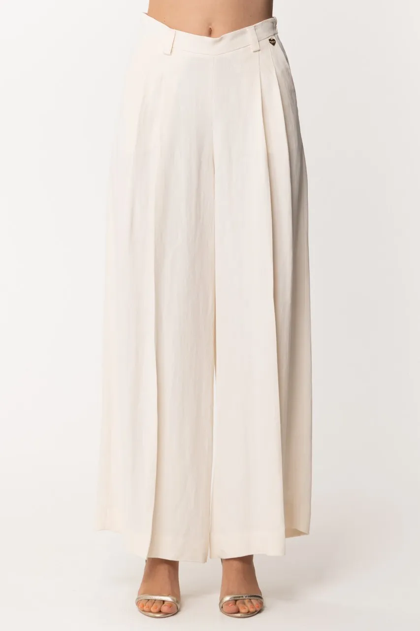 Pantaloni ampi in canvas ANTIQUE WHITE