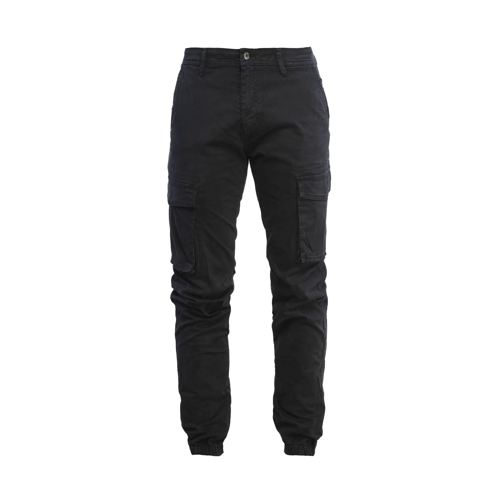 Pantaloni cargo blu scuro con elastico alle caviglie