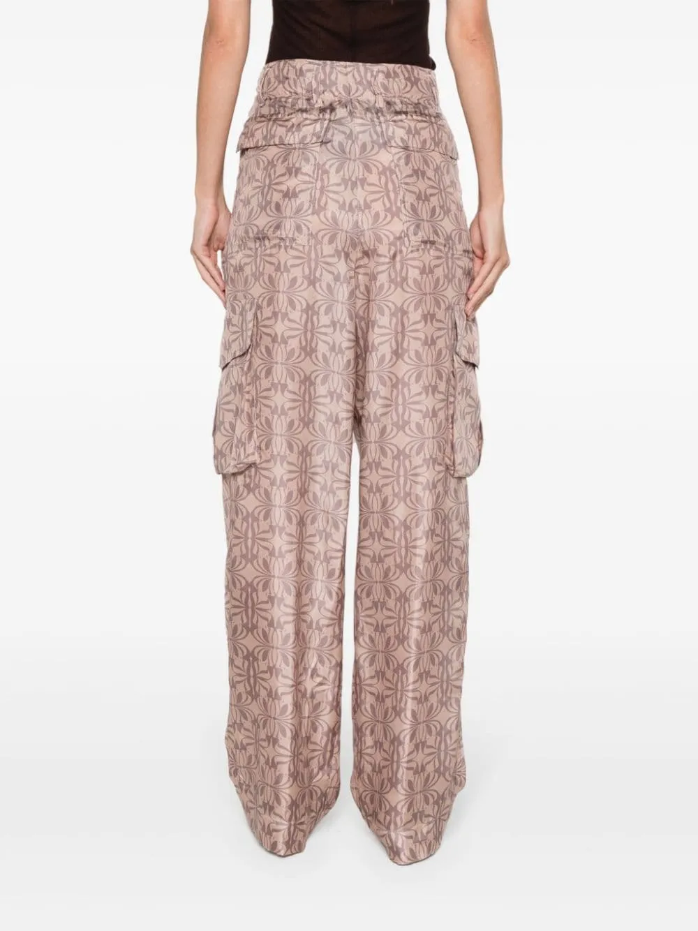 Pantaloni cargo con stampa astratta in rosa - donna