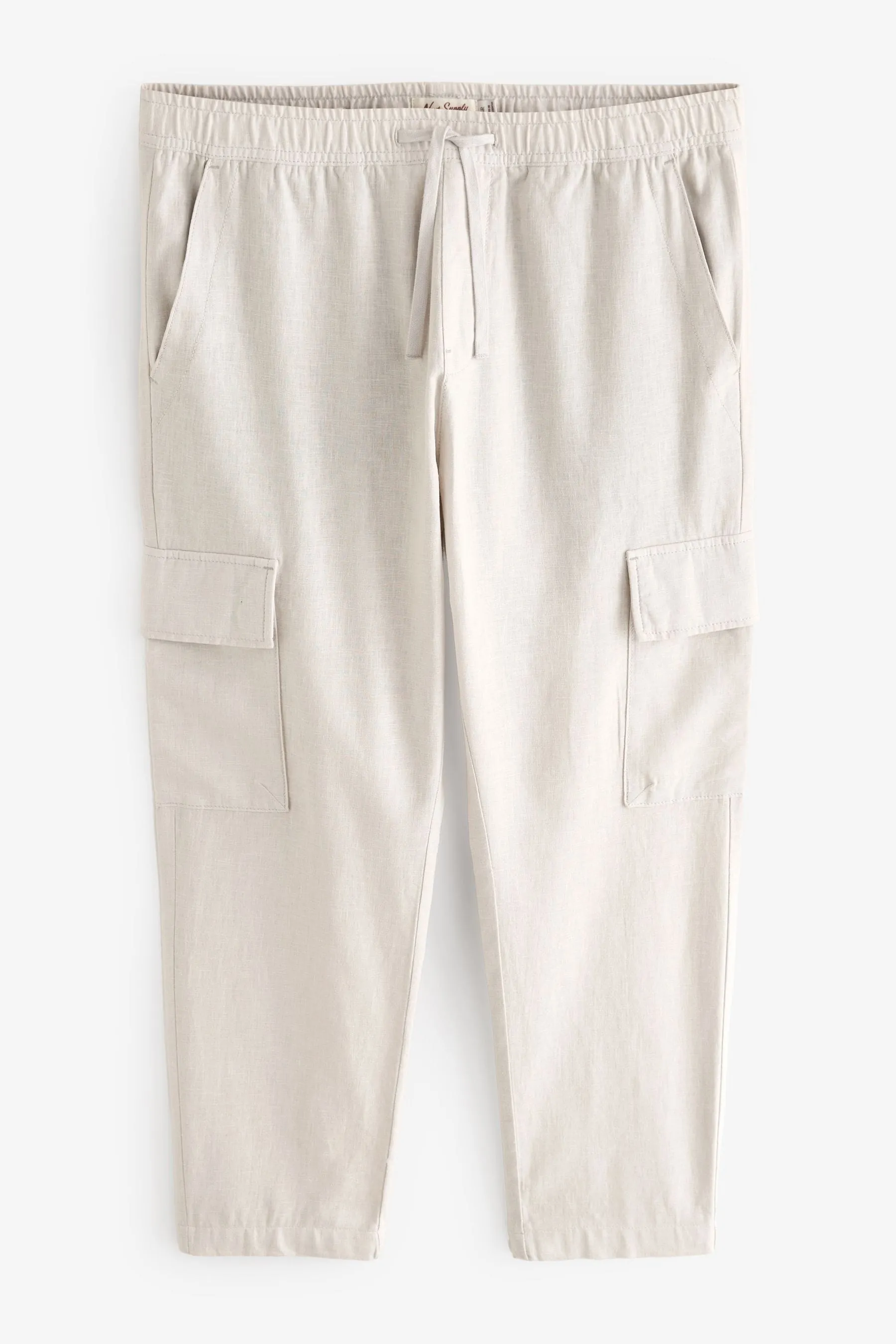 Pantaloni cargo in lino cotone con coulisse elasticizzate
