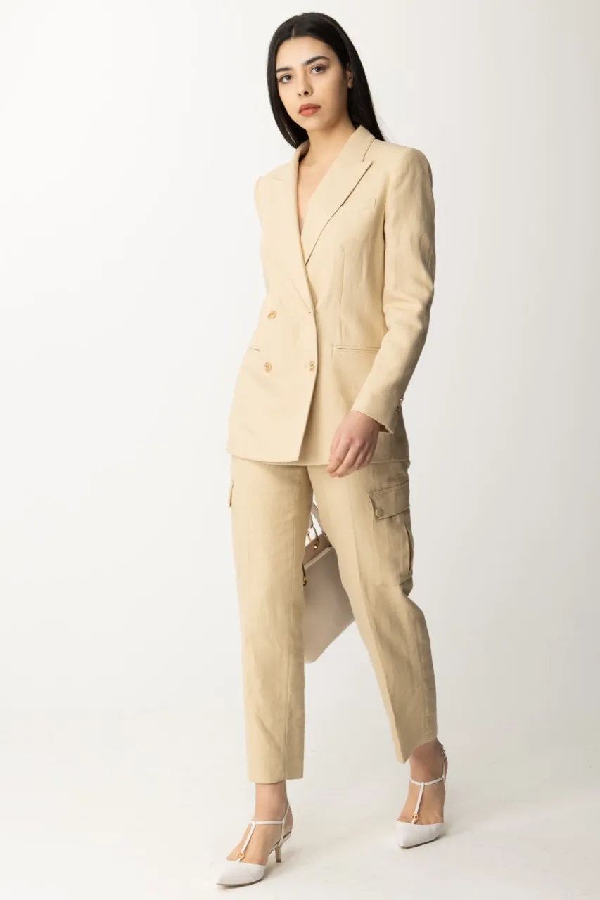 Pantaloni cargo in misto lino ALMOND MILK