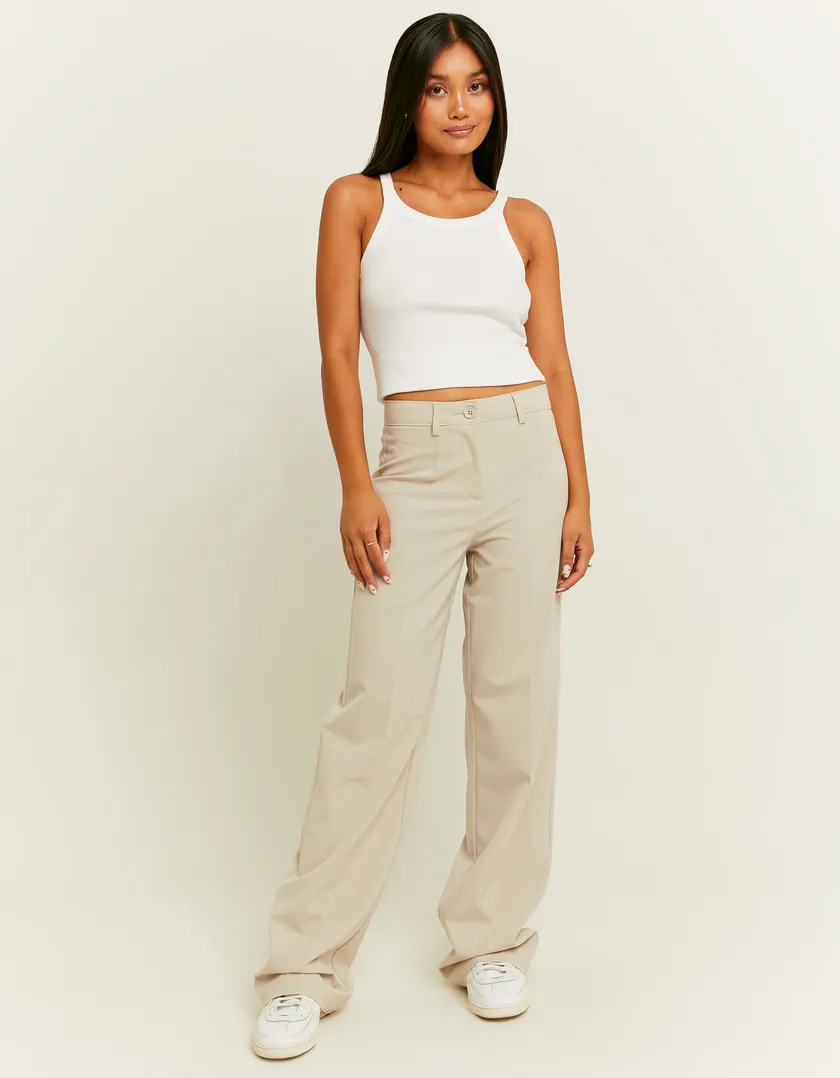 Pantaloni Dritti Tailoring Beige  