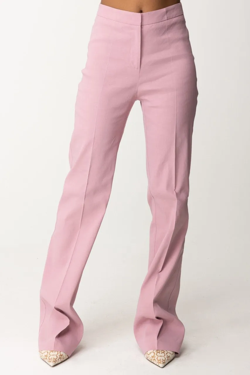 Pantaloni flare in misto lino FUMO ORCHIDEA