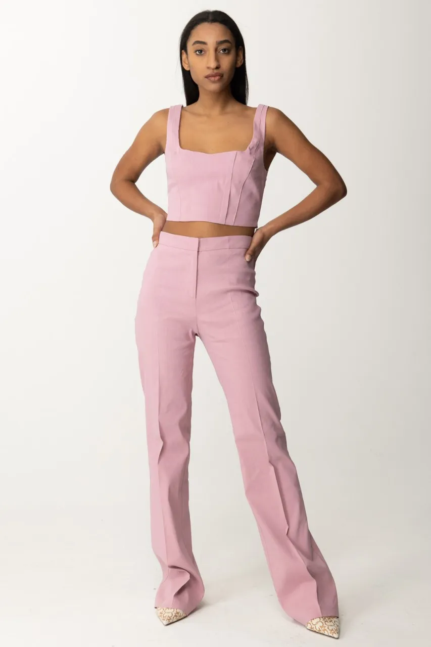 Pantaloni flare in misto lino FUMO ORCHIDEA