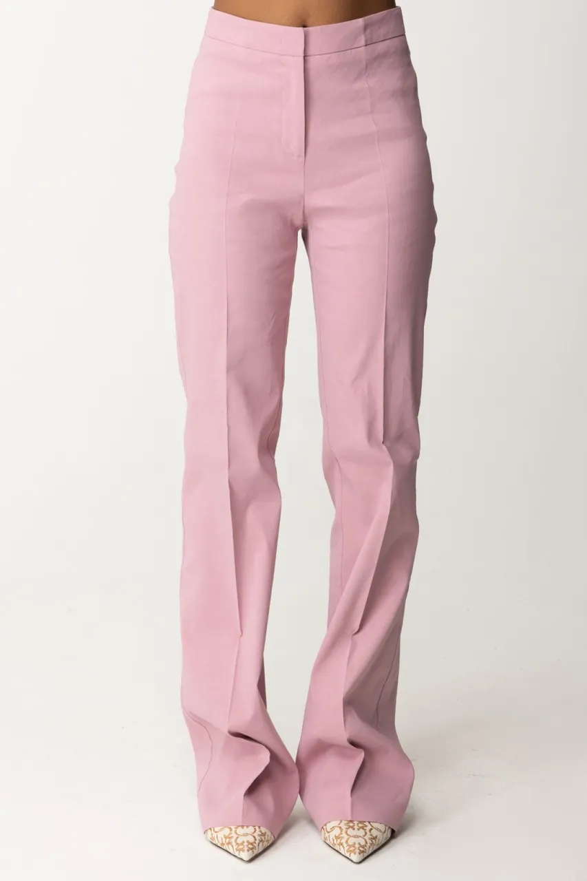Pantaloni flare in misto lino FUMO ORCHIDEA