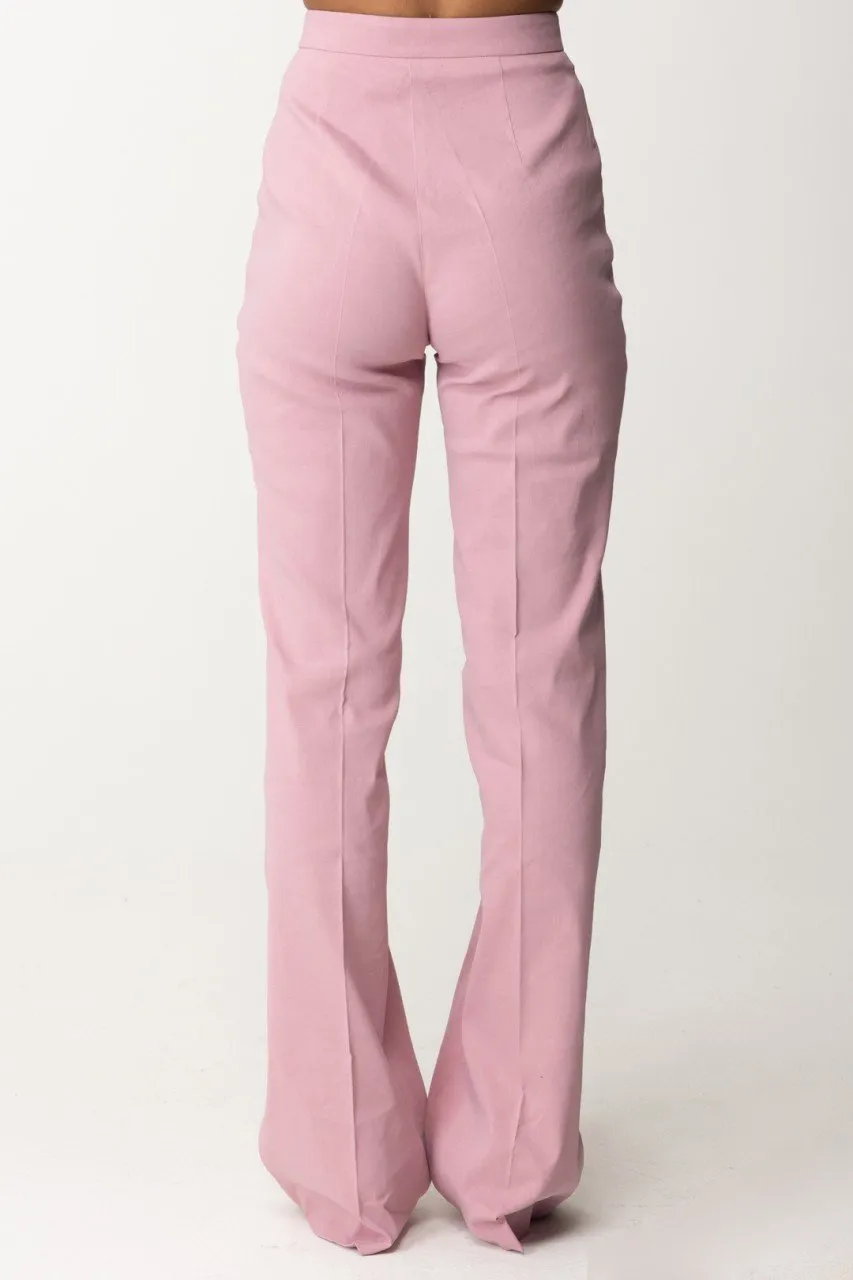 Pantaloni flare in misto lino FUMO ORCHIDEA