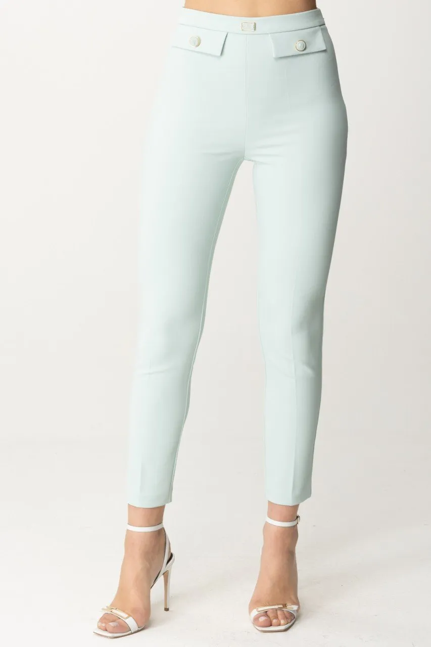 Pantaloni in crepe stretch con patte ACQUA