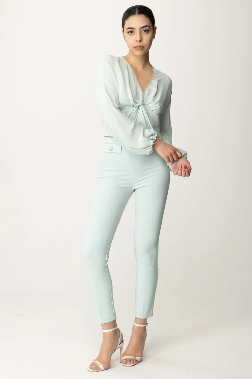 Pantaloni in crepe stretch con patte ACQUA
