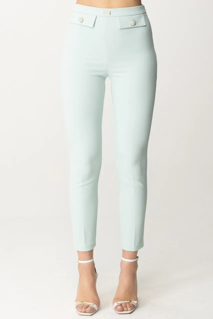 Pantaloni in crepe stretch con patte ACQUA