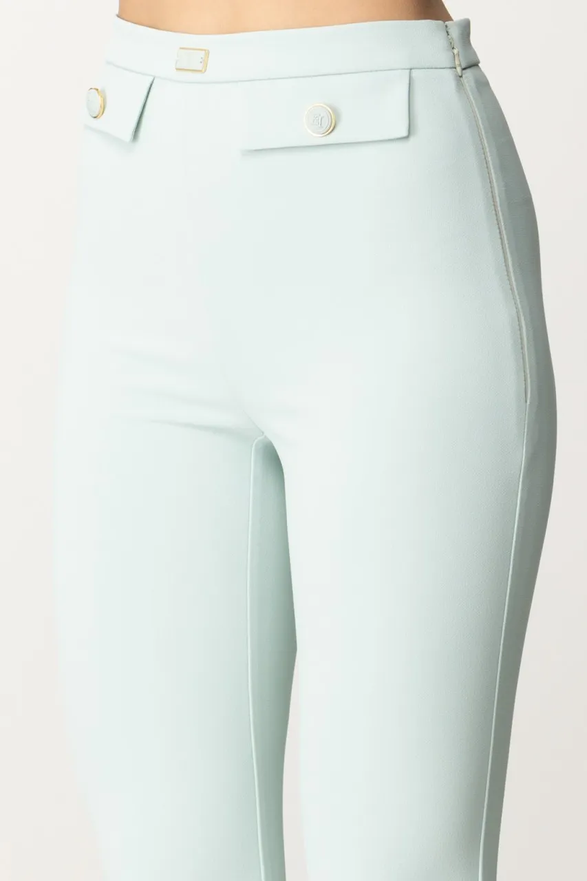 Pantaloni in crepe stretch con patte ACQUA