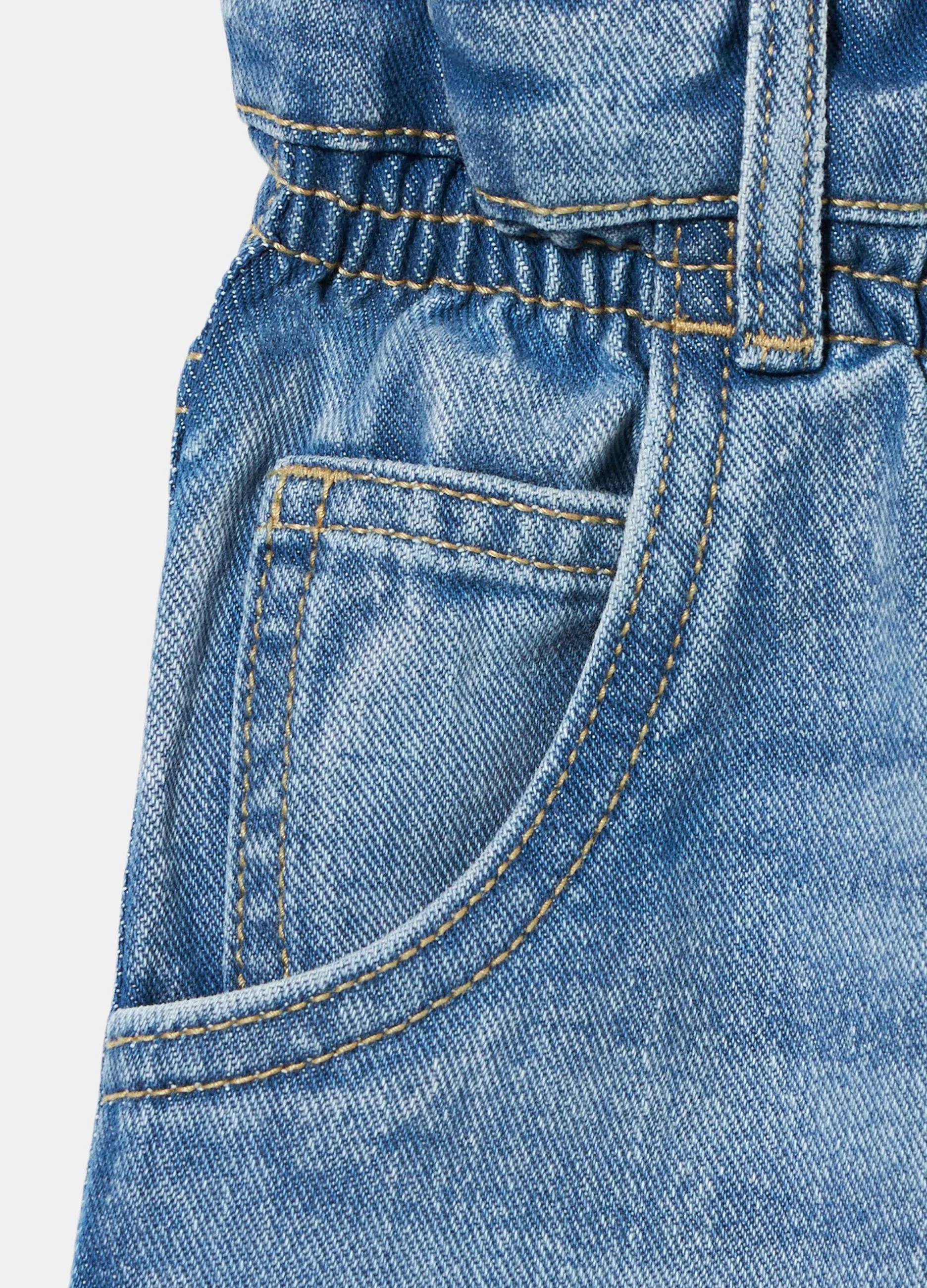 Pantaloni in denim paperbag fit bambina
