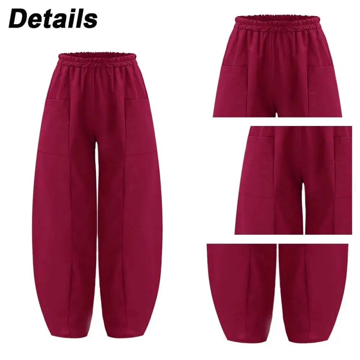 Pantaloni larghi in lino di cotone per donna pantaloni con tasca cargo moda pantaloni lunghi in vita elastica alta Vintage estat