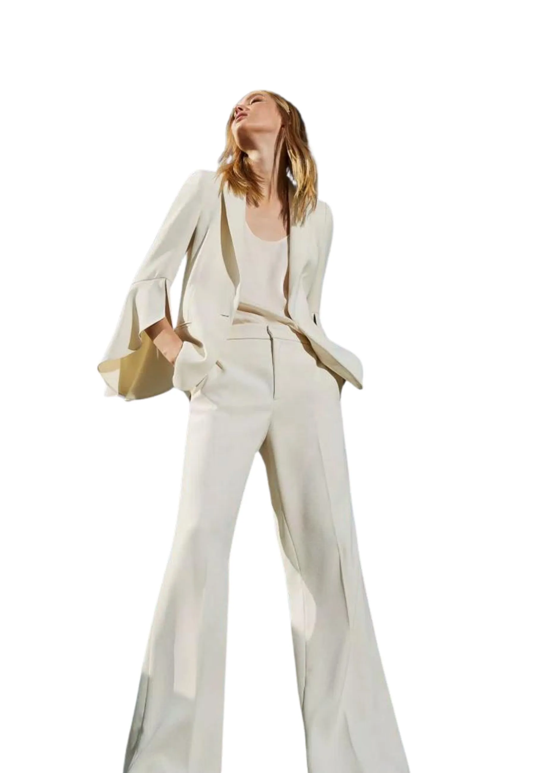 Pantaloni wide leg in crêpe