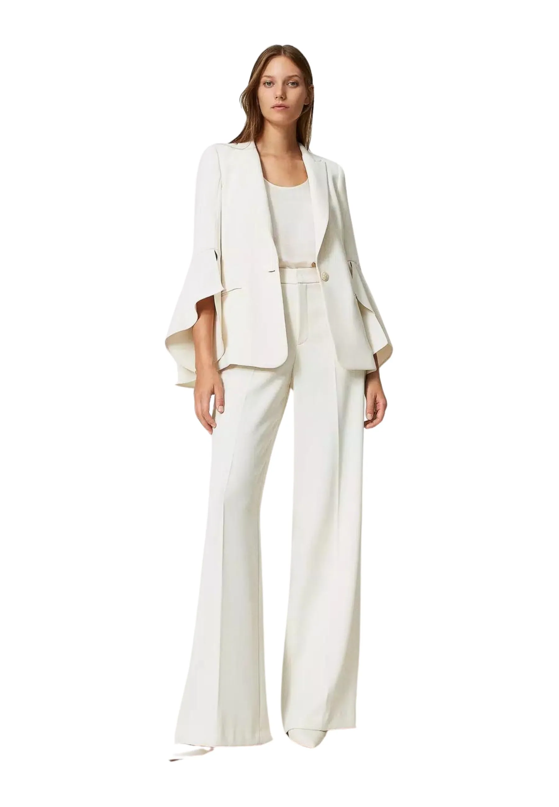 Pantaloni wide leg in crêpe