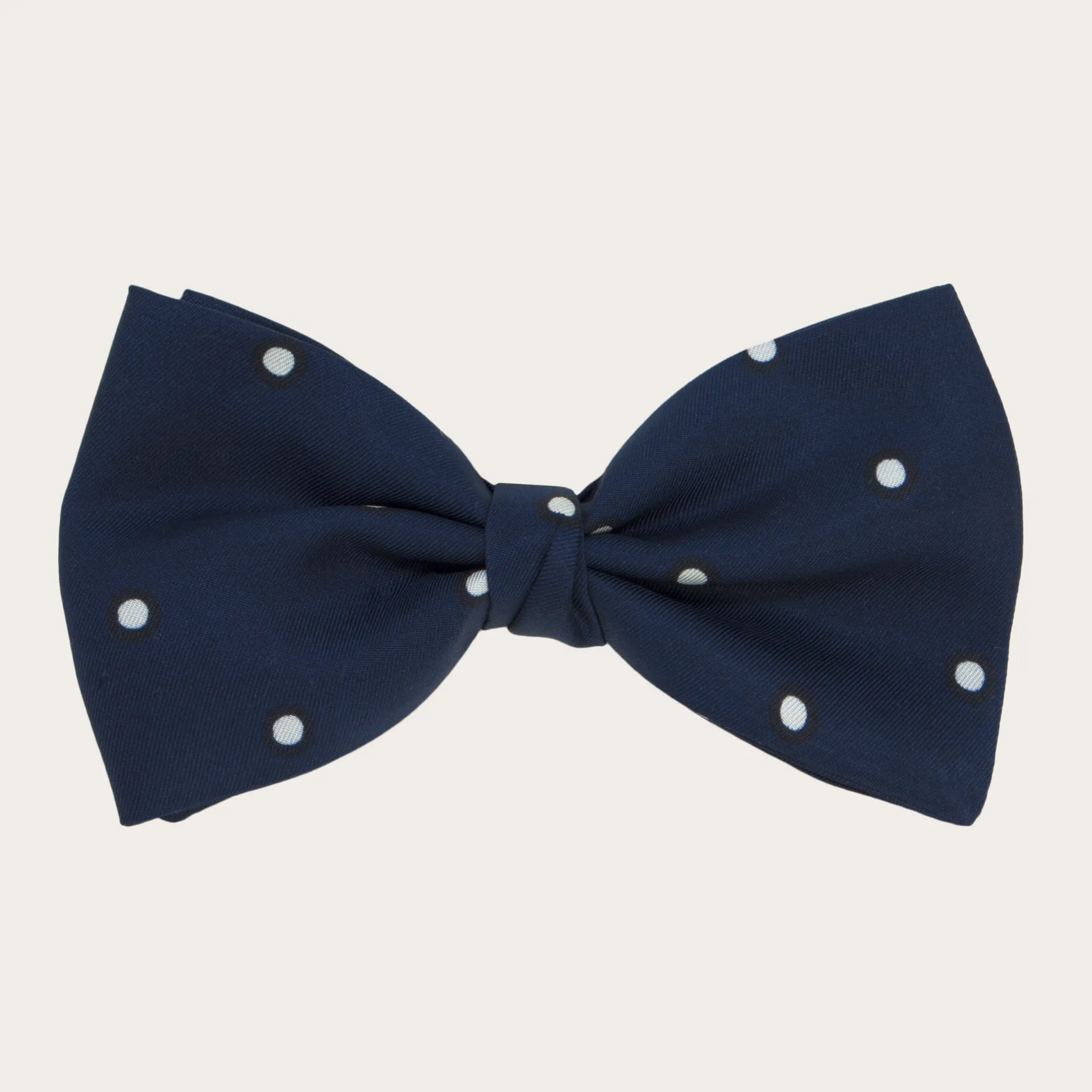 Papillon uomo in seta, blu con fantasia a pois bianchi