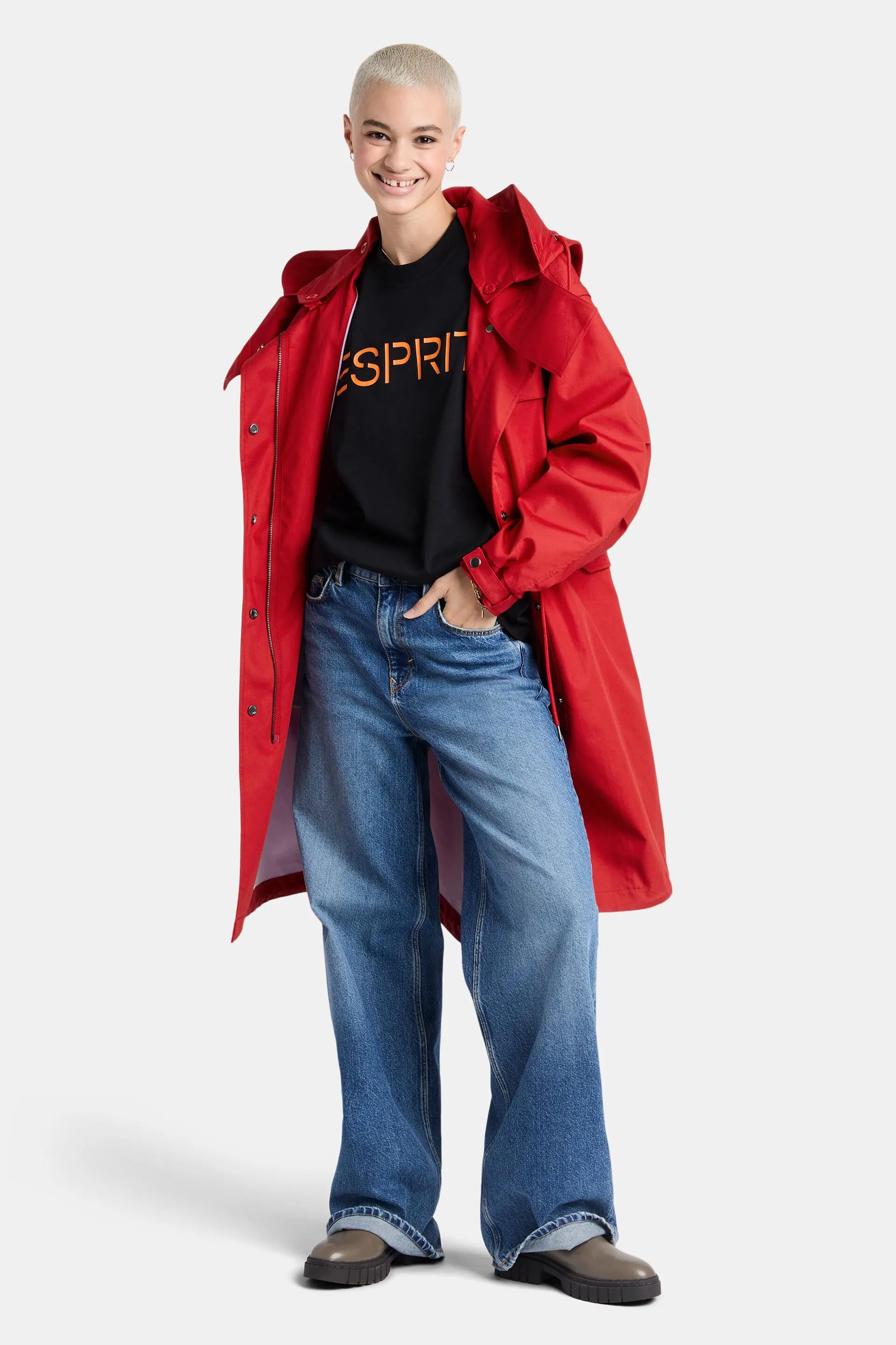Parka rivestito in cotone con cappuccio