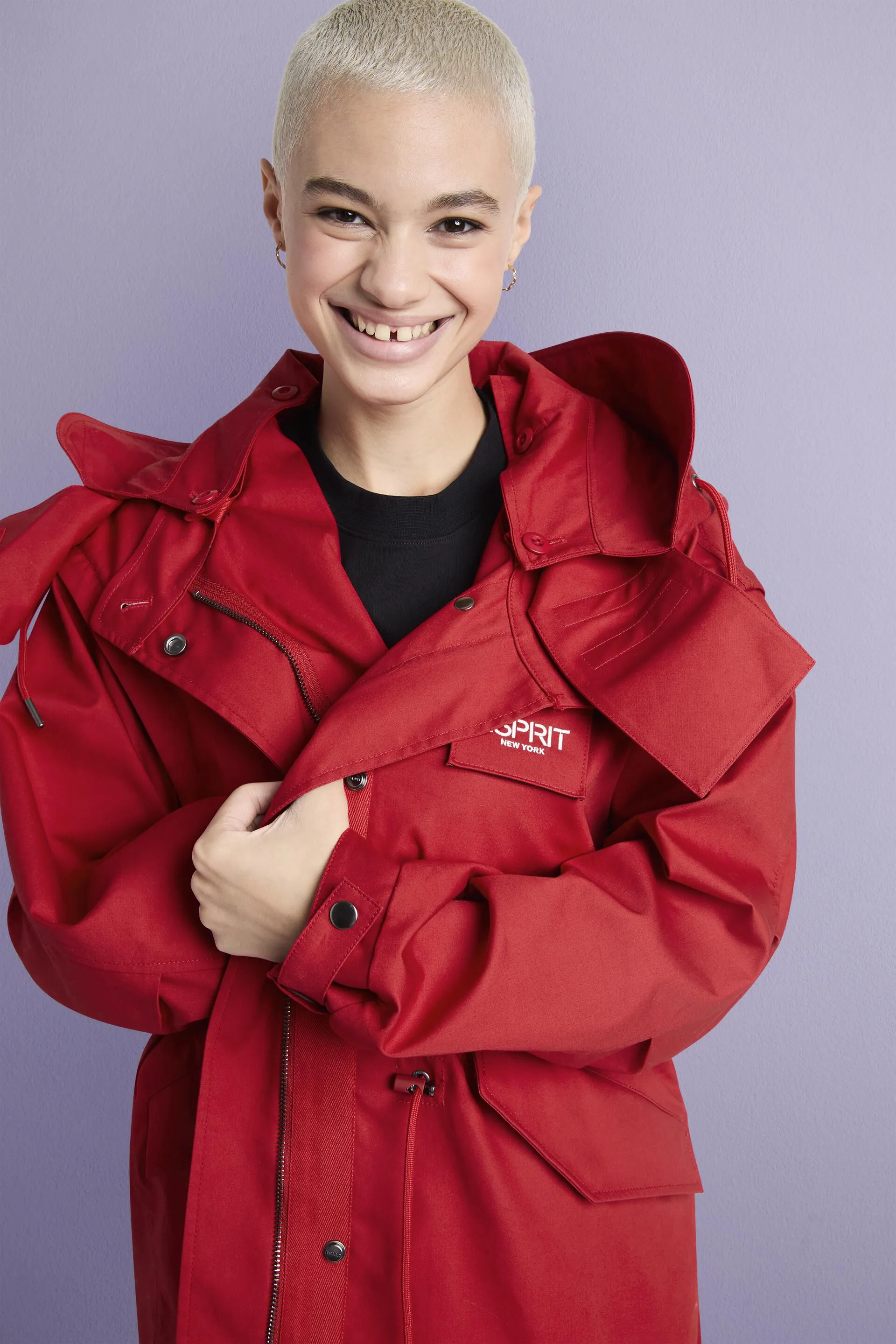 Parka rivestito in cotone con cappuccio