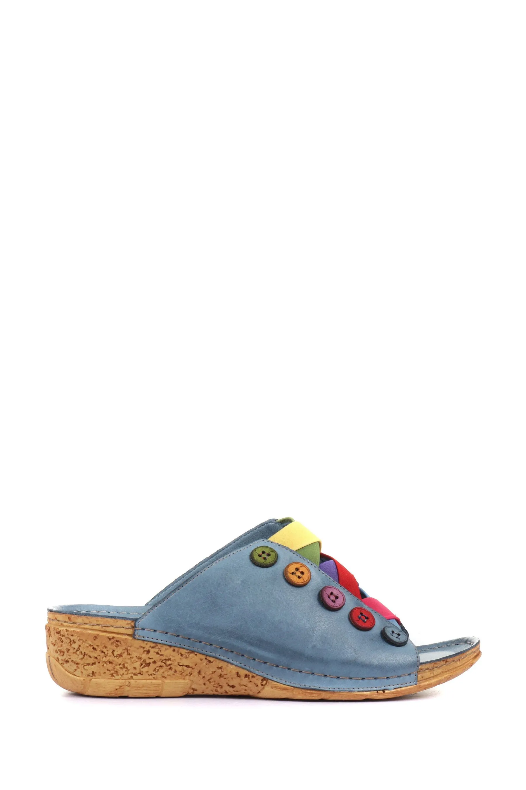 Pavers Blu - Sandali in pelle con zeppa