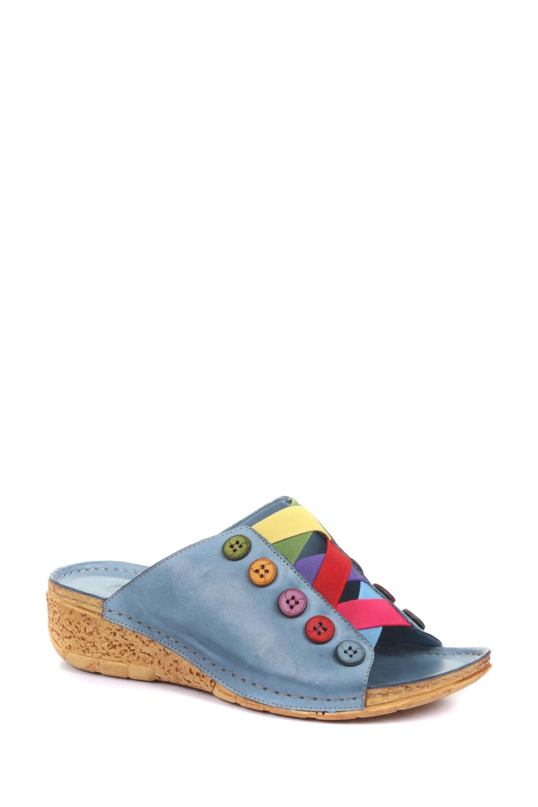 Pavers Blu - Sandali in pelle con zeppa