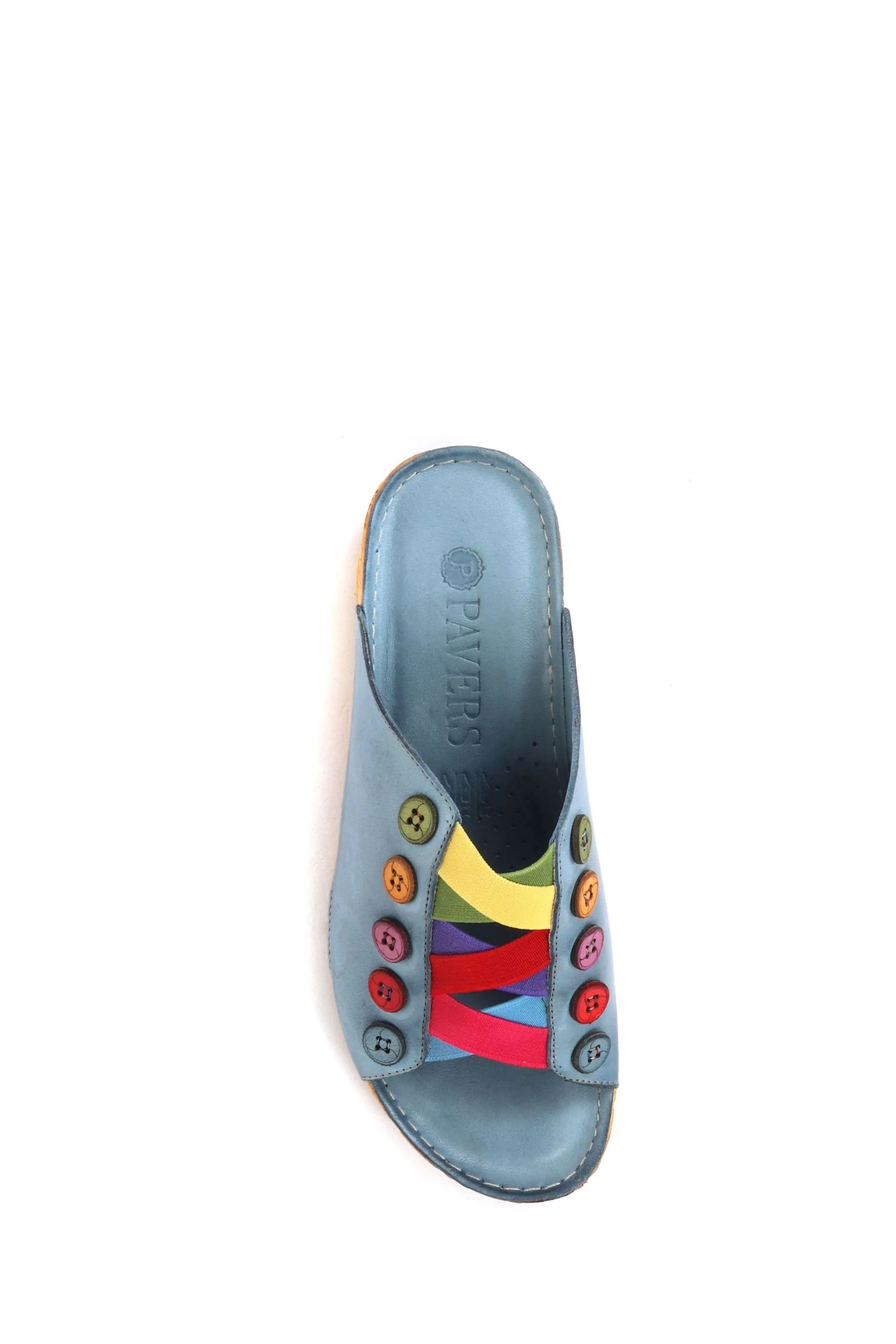 Pavers Blu - Sandali in pelle con zeppa