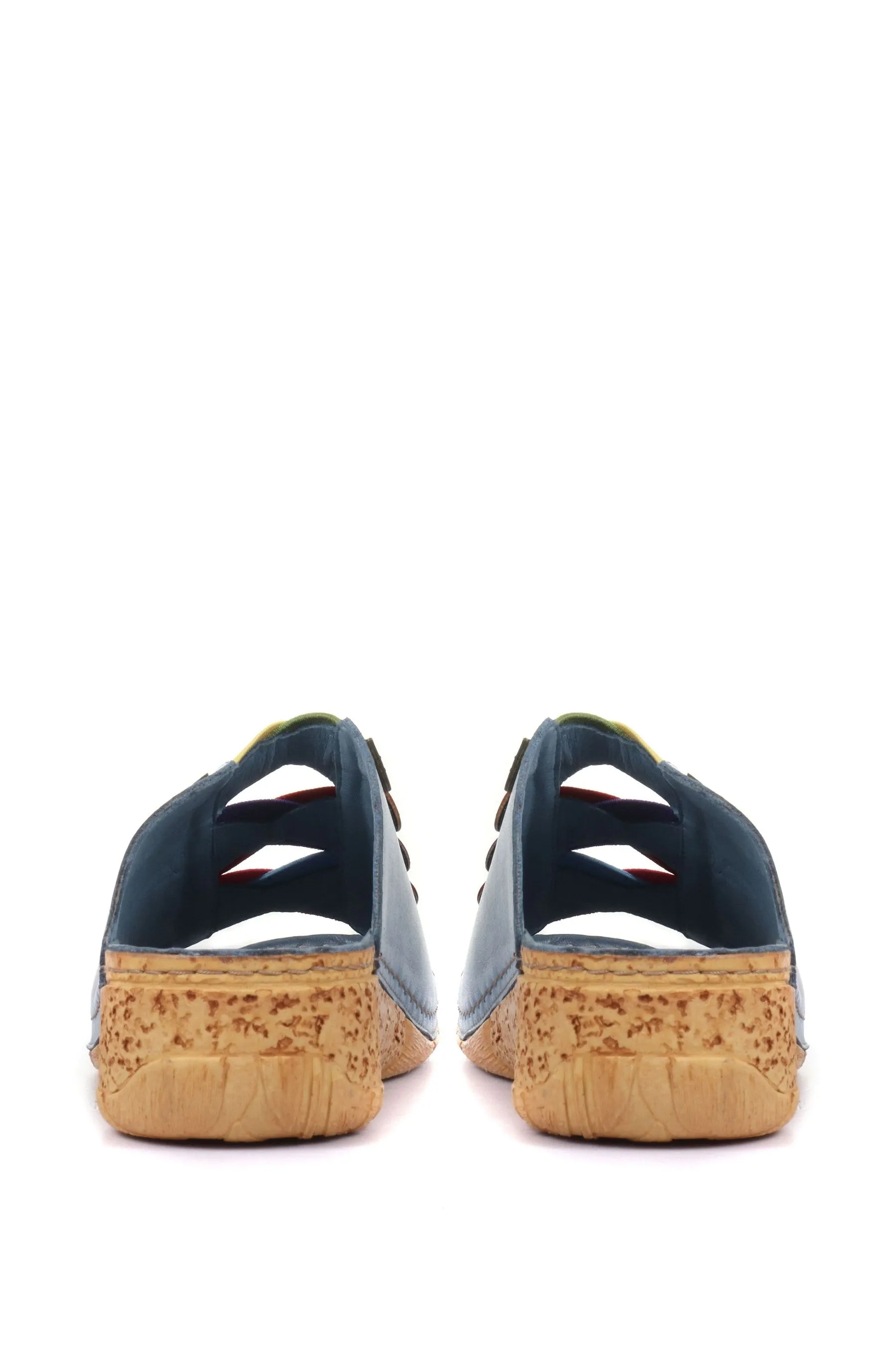 Pavers Blu - Sandali in pelle con zeppa