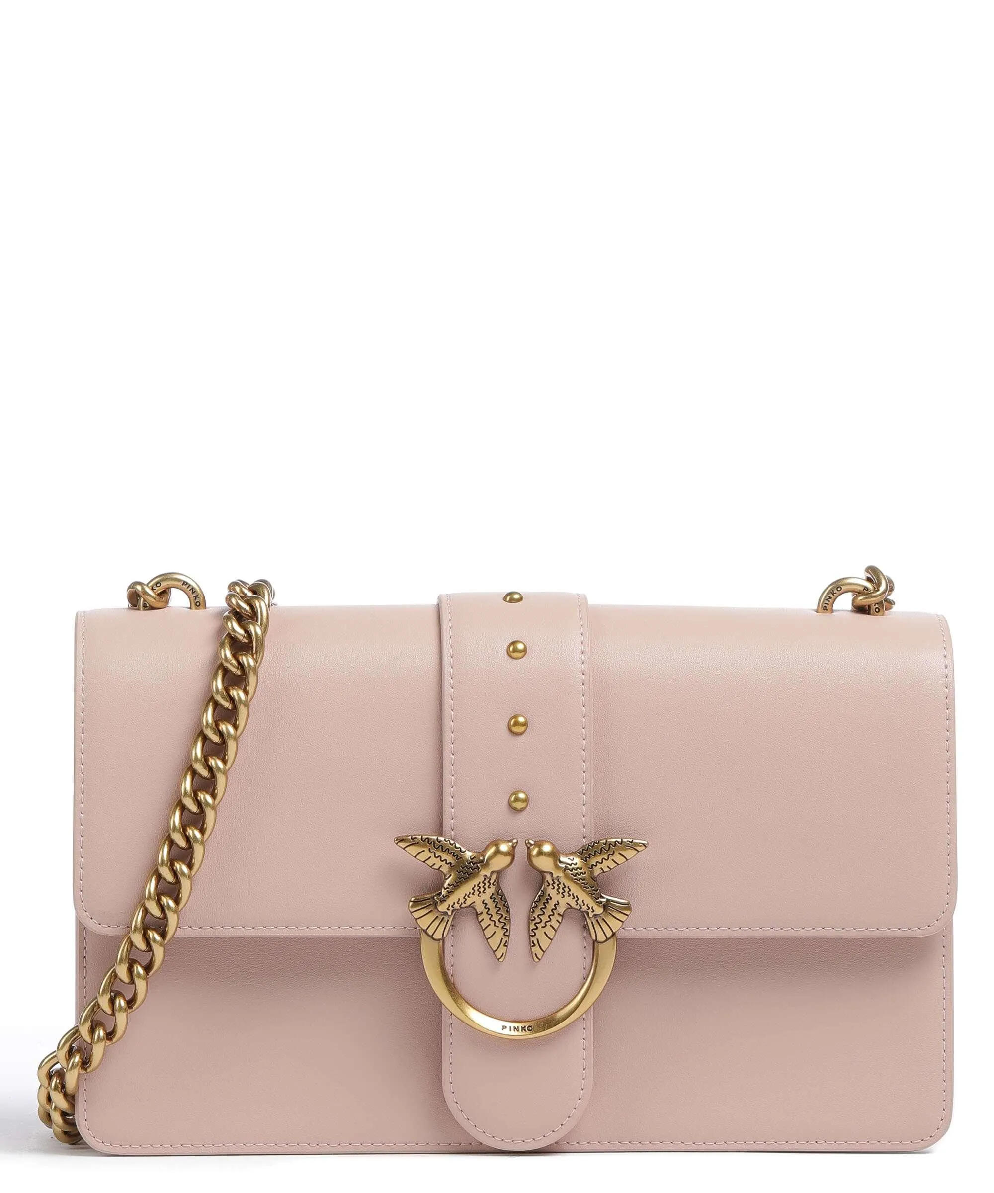  Pinko Love One Classic Borsa a tracolla pelle di vacchetta finemente grana rosa antico  
