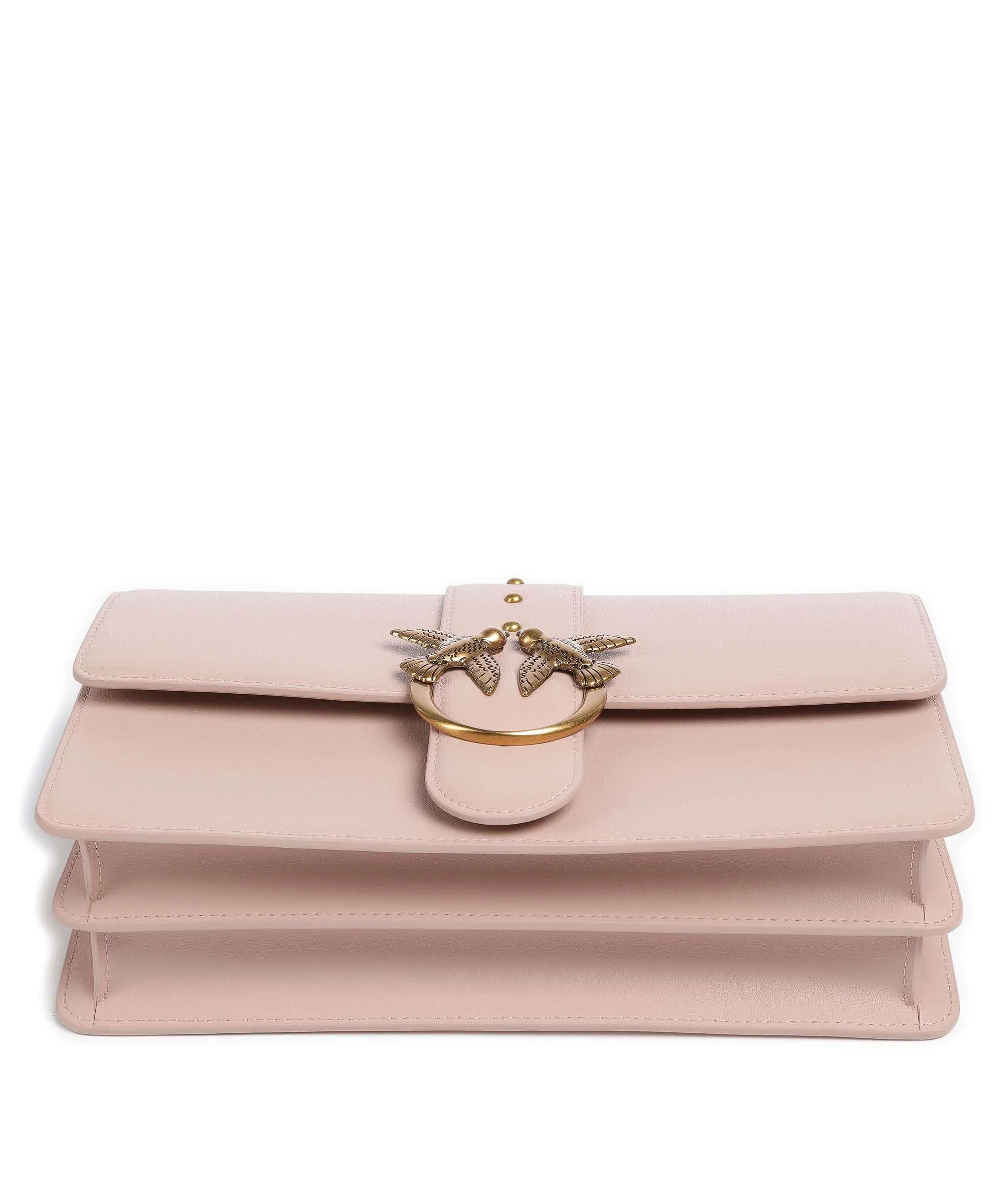  Pinko Love One Classic Borsa a tracolla pelle di vacchetta finemente grana rosa antico  