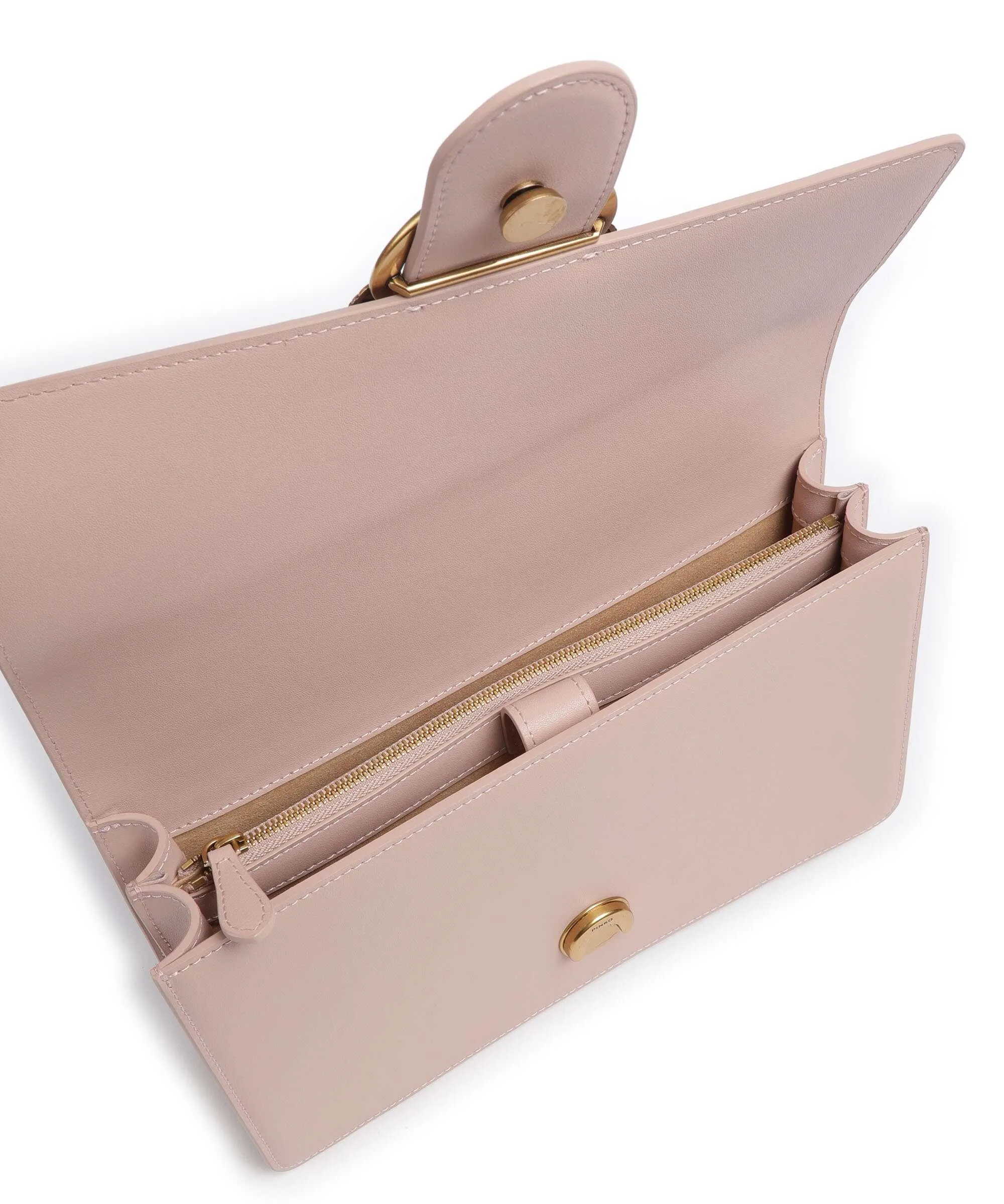 Pinko Love One Classic Borsa a tracolla pelle di vacchetta finemente grana rosa antico  