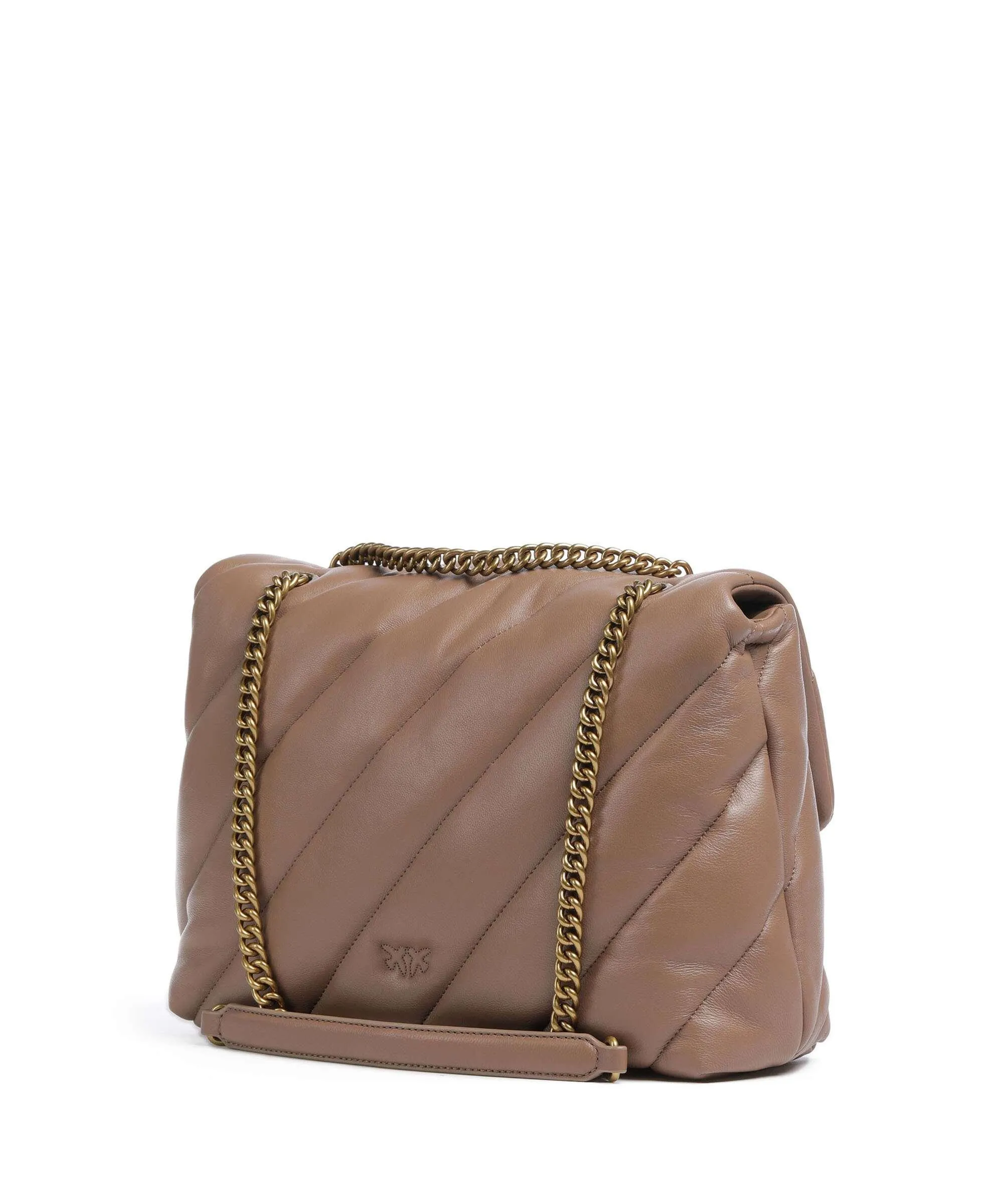  Pinko Love Puff Big Borsa a spalla pelle di pecora marrone  