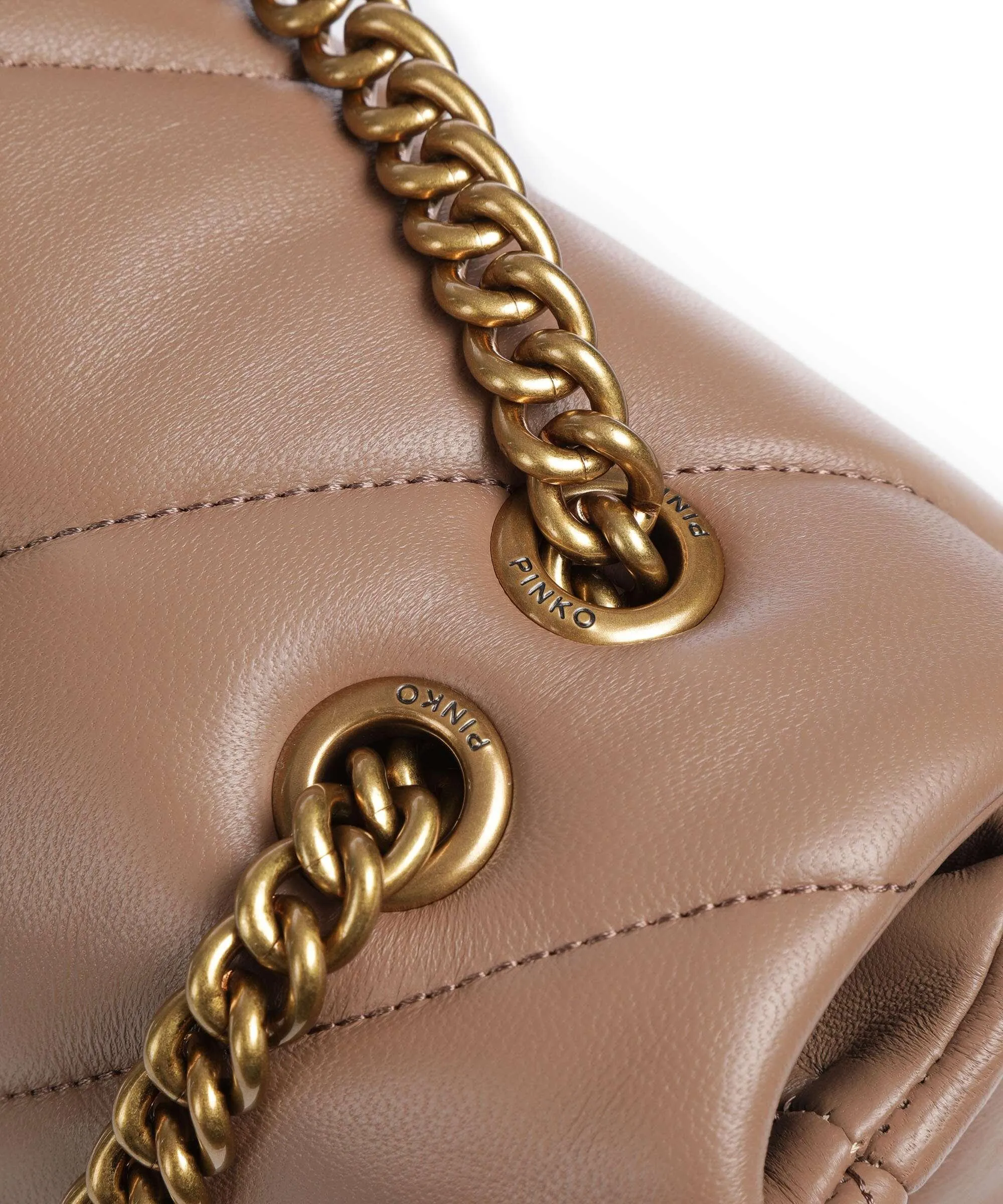  Pinko Love Puff Big Borsa a spalla pelle di pecora marrone  