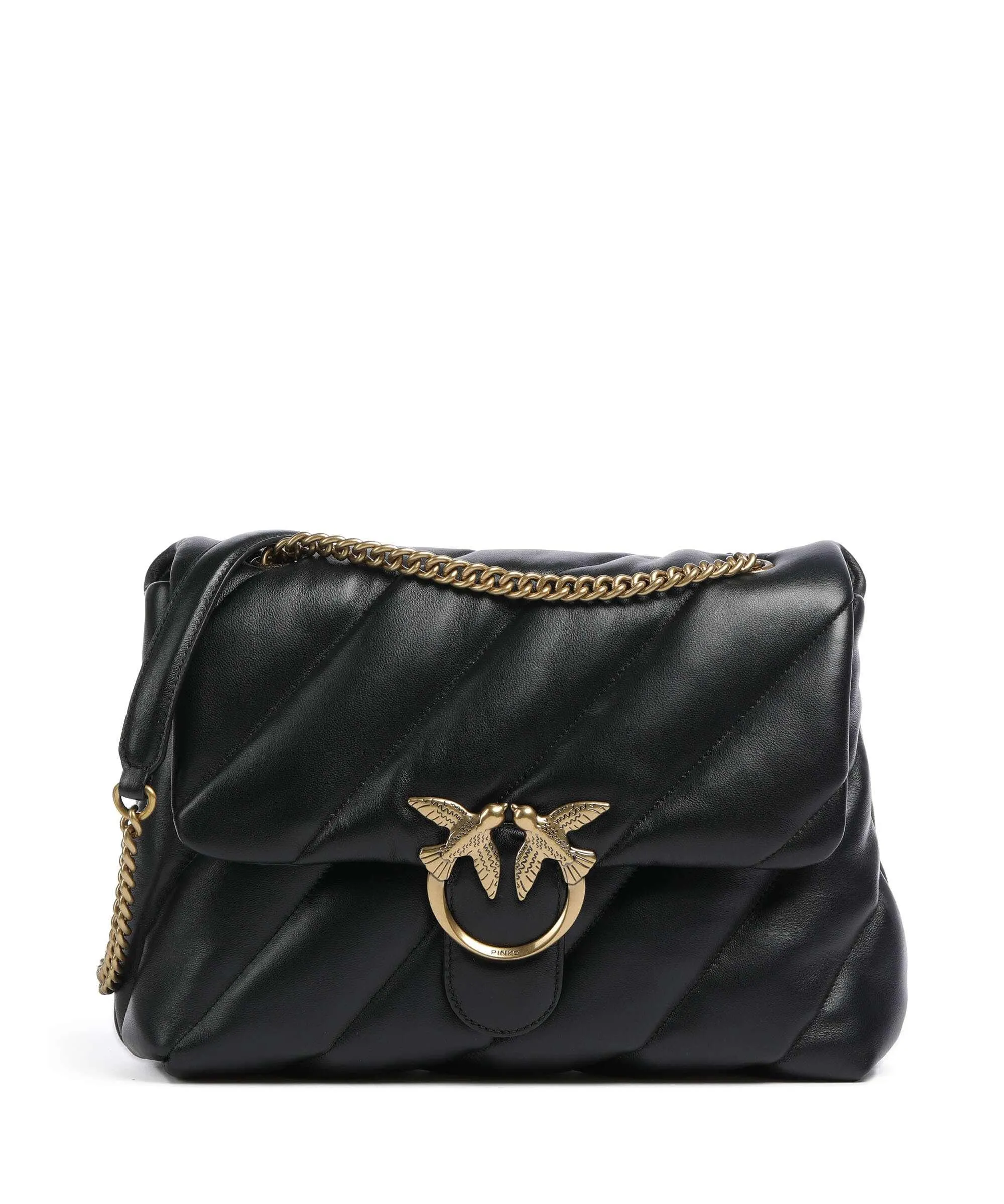  Pinko Love Puff Big Borsa a spalla pelle di pecora nero  