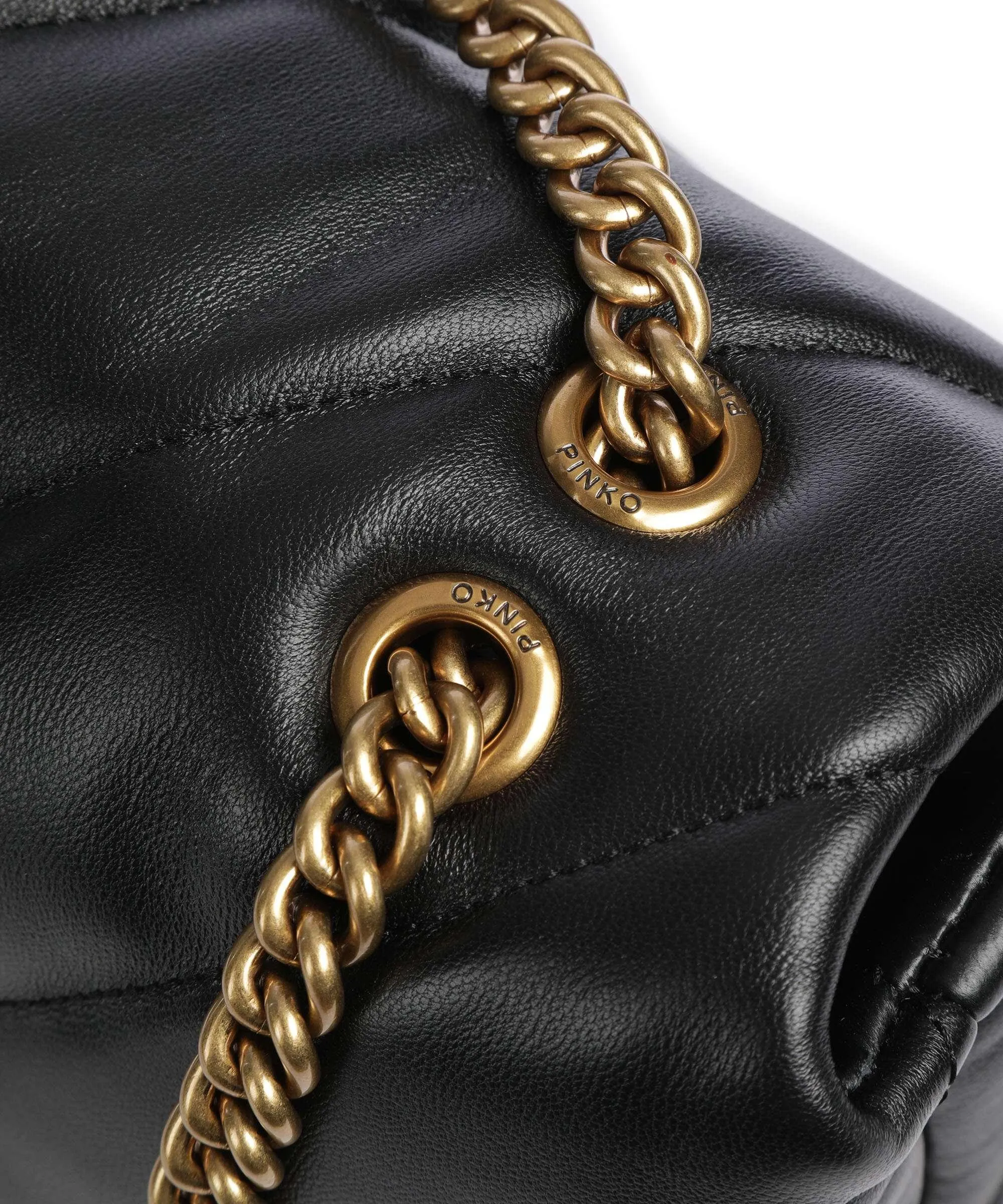  Pinko Love Puff Big Borsa a spalla pelle di pecora nero  