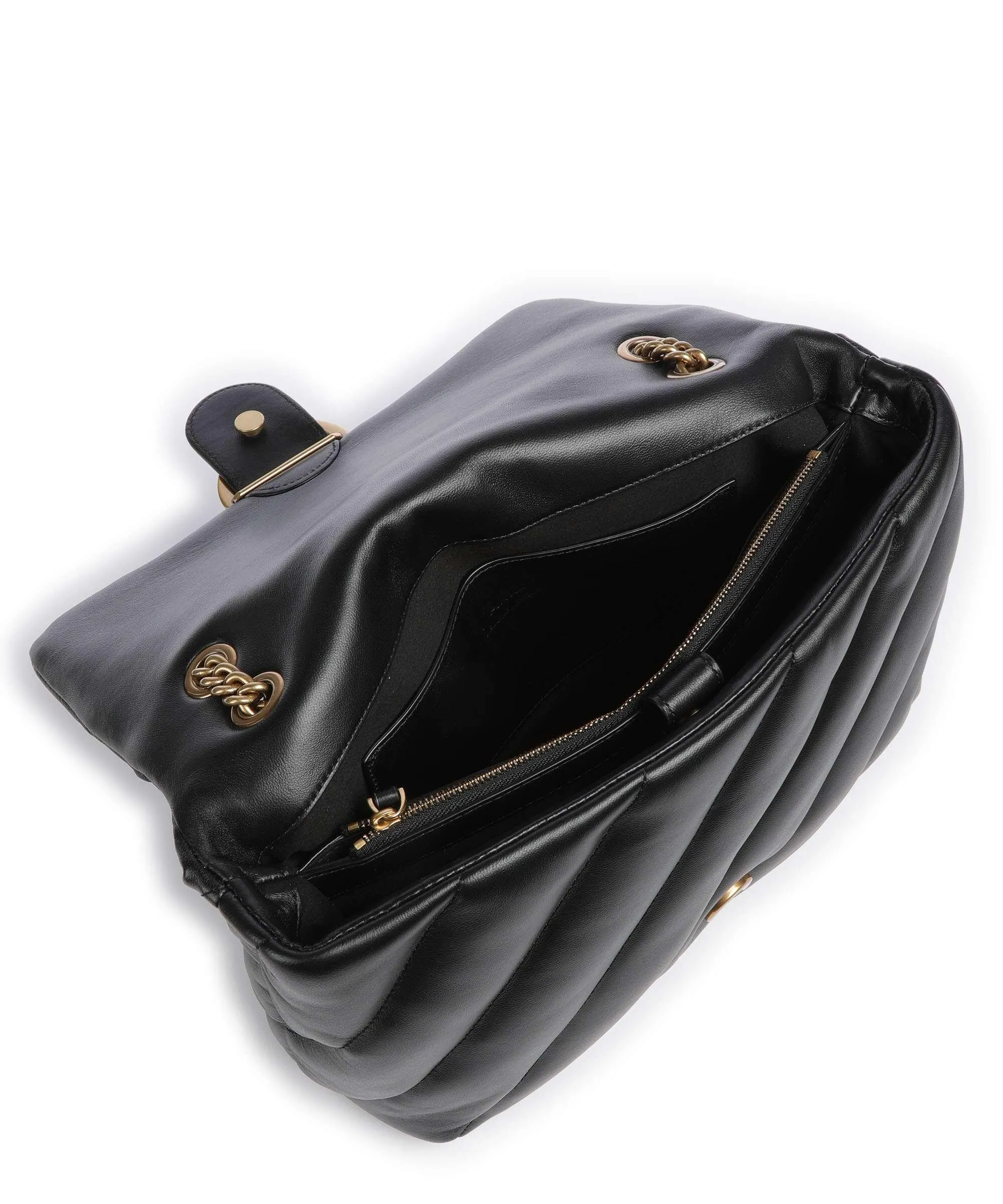  Pinko Love Puff Big Borsa a spalla pelle di pecora nero  