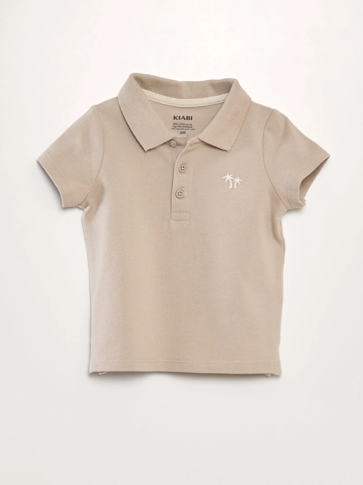 Polo in piqué di cotone 'palme' - BEIGE
