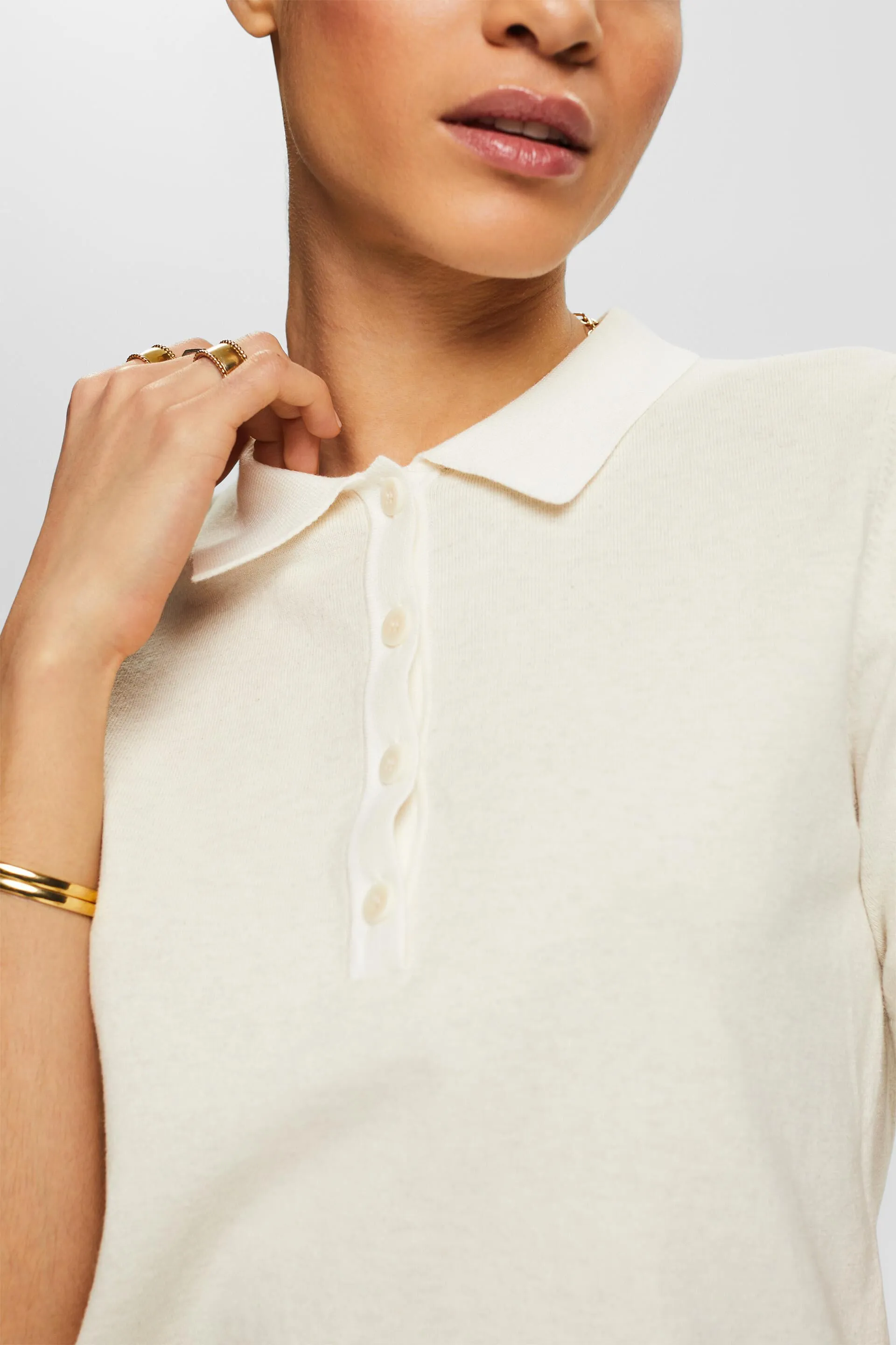 Pullover stile polo in misto cotone