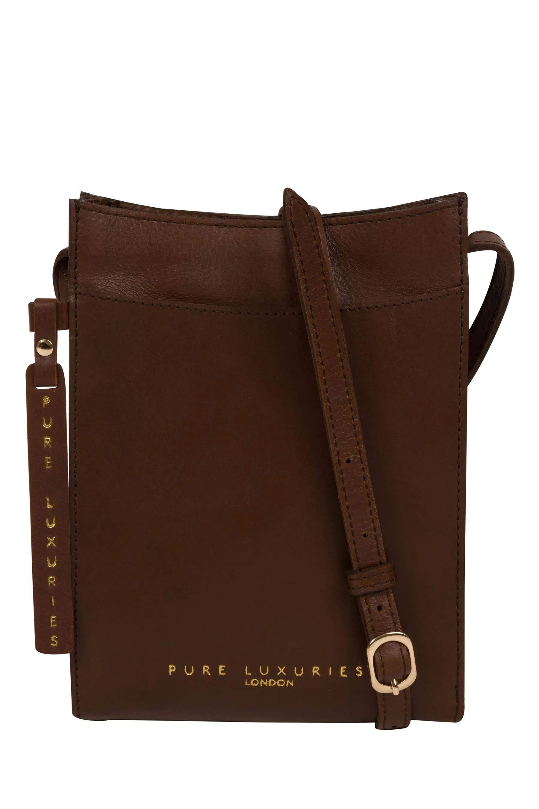 Pure Luxuries London - Barton - Borsa a tracolla per smartphone in pelle conciata vegetale    