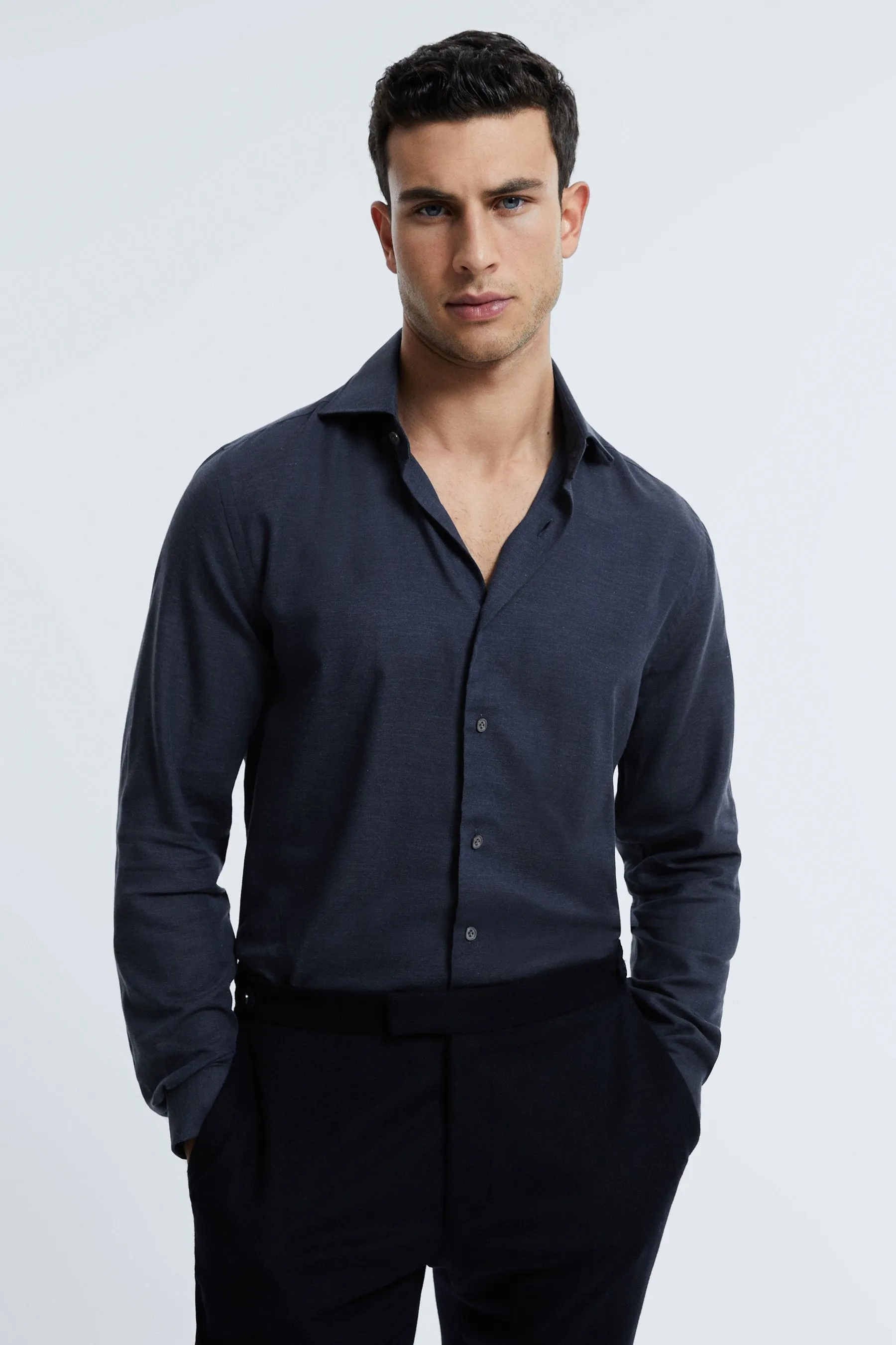 Reiss - Croydon - Camicia in cachemire e cotone italiano    