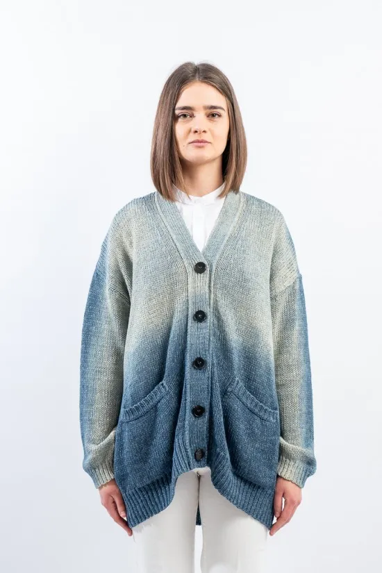 ROBERTO COLLINA CARDIGAN EFFETTO DENIM T42010
