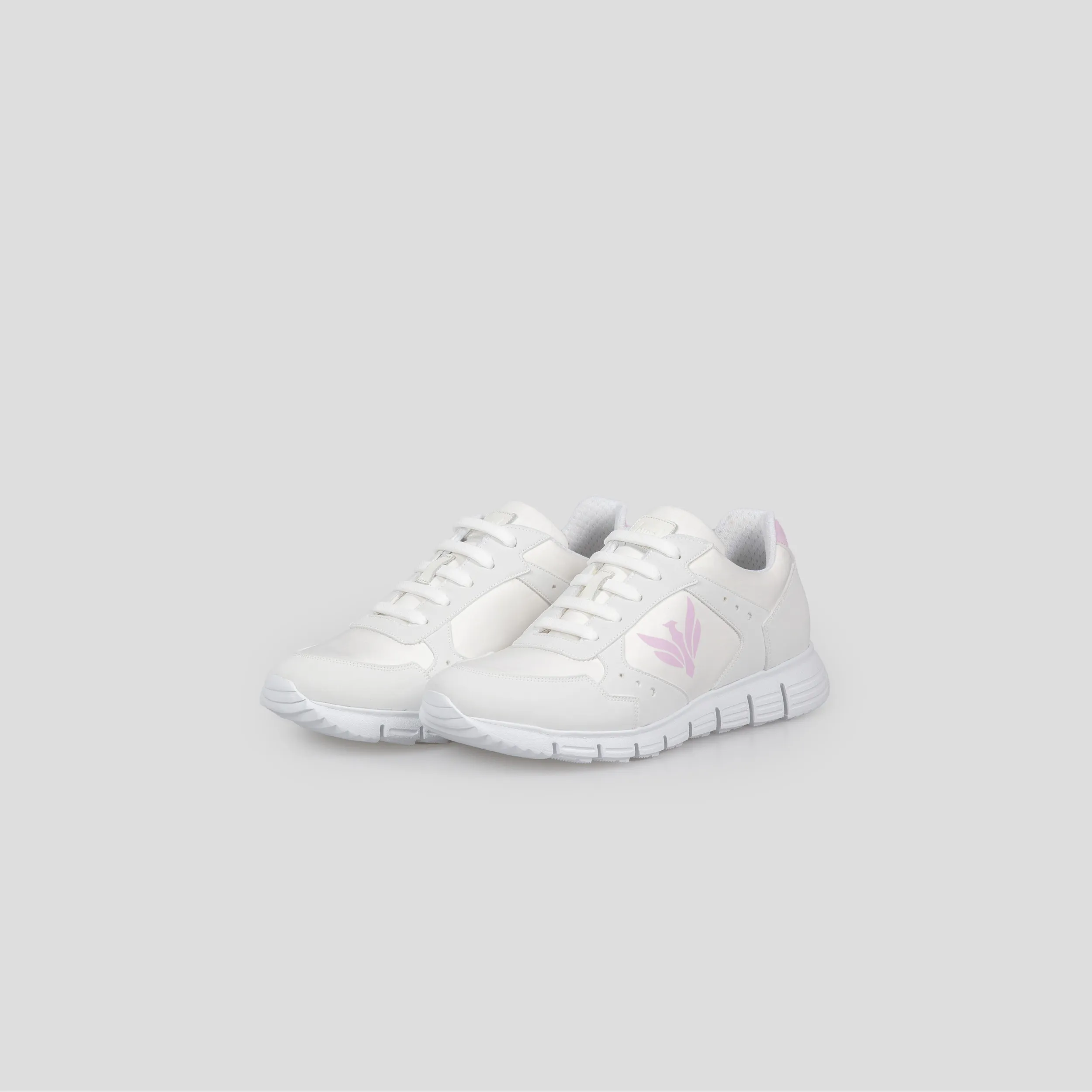 Runner in pelle bianca e rosa