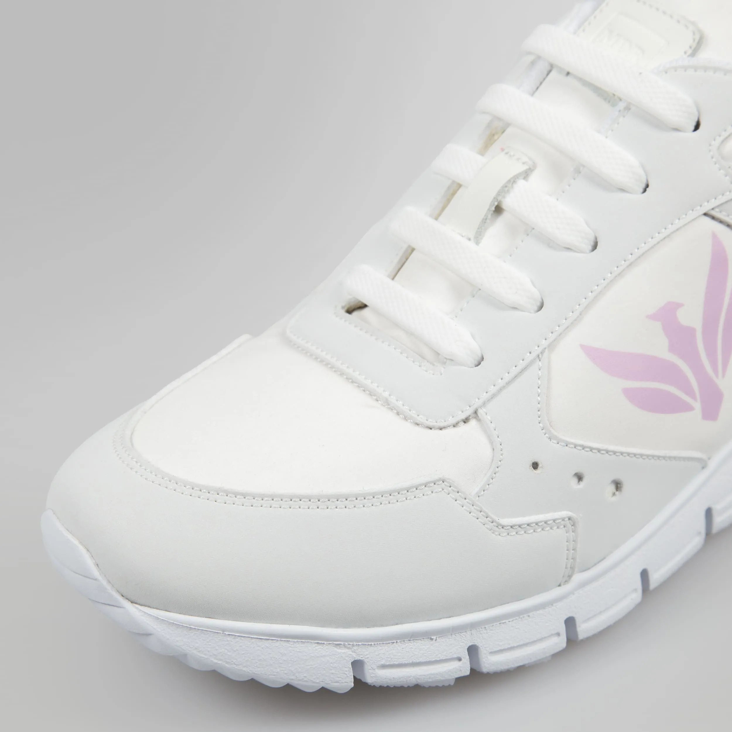 Runner in pelle bianca e rosa