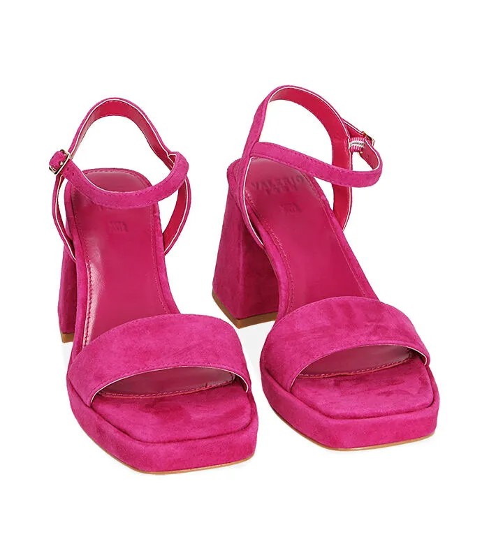 Sandali fucsia in camoscio, tacco 8,5 cm