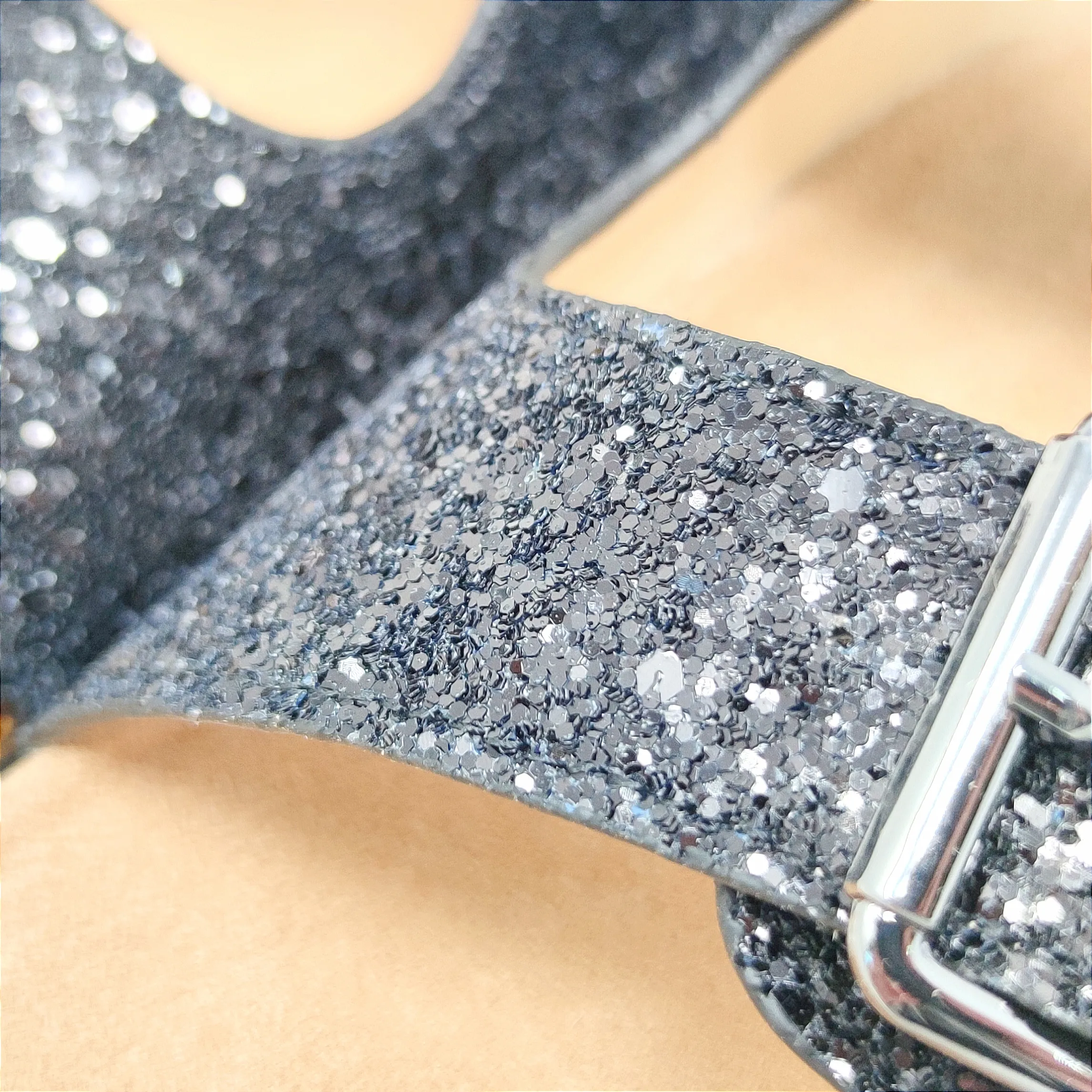 SANDALO IN GLITTER CON SOLETTO IN CAMOSCIO COD. 2