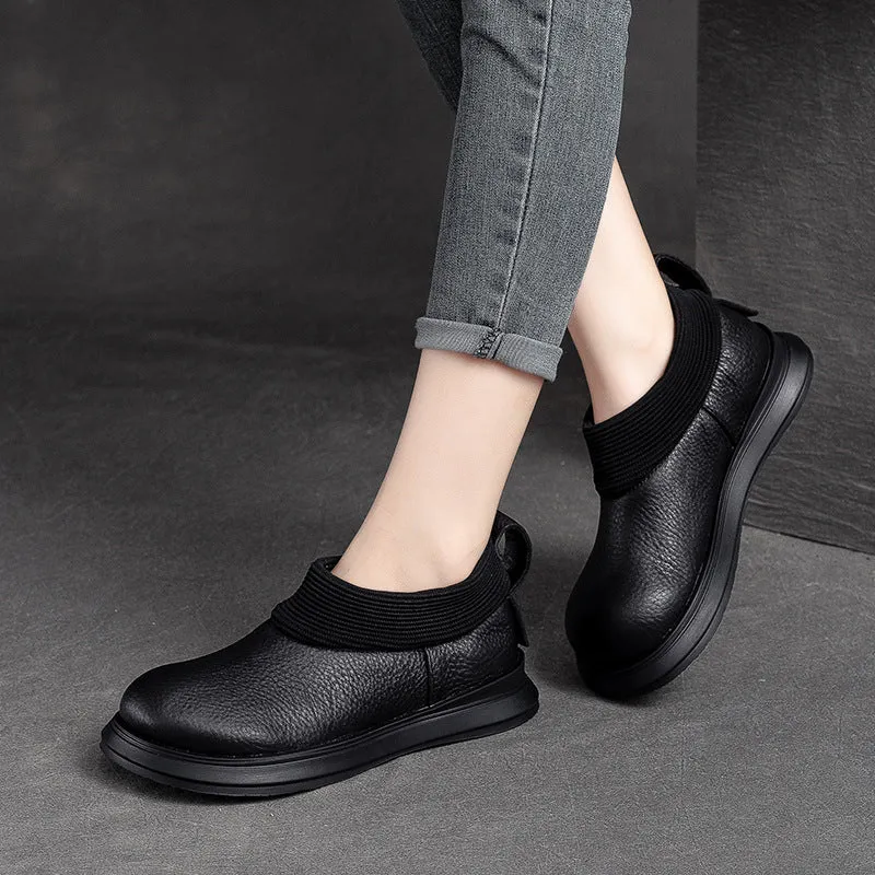Scarpe casual piatte in pelle retrò minimalista da donna