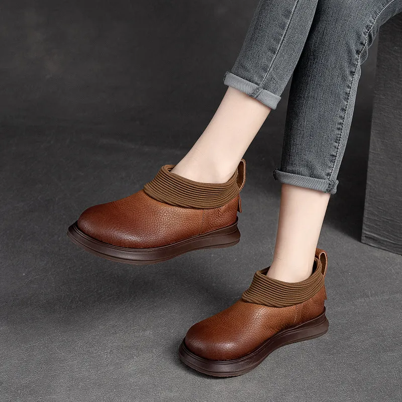 Scarpe casual piatte in pelle retrò minimalista da donna