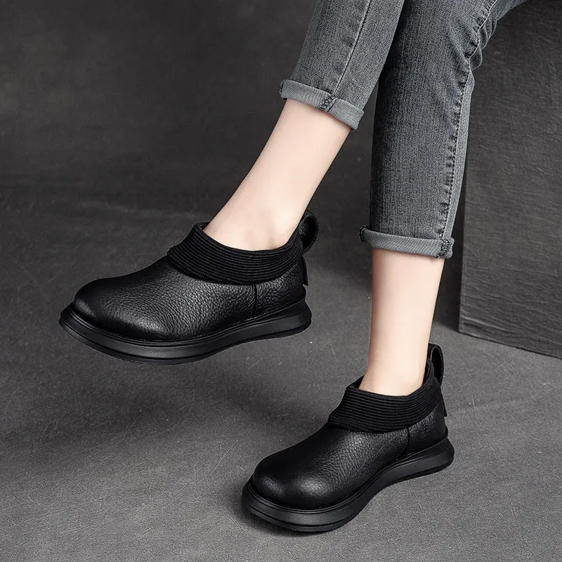 Scarpe casual piatte in pelle retrò minimalista da donna